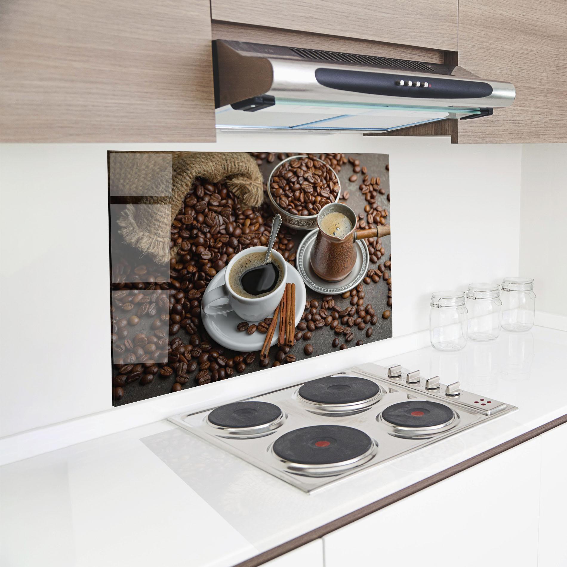 Küchenrückwand Glas Black Coffee Bean mockup 8