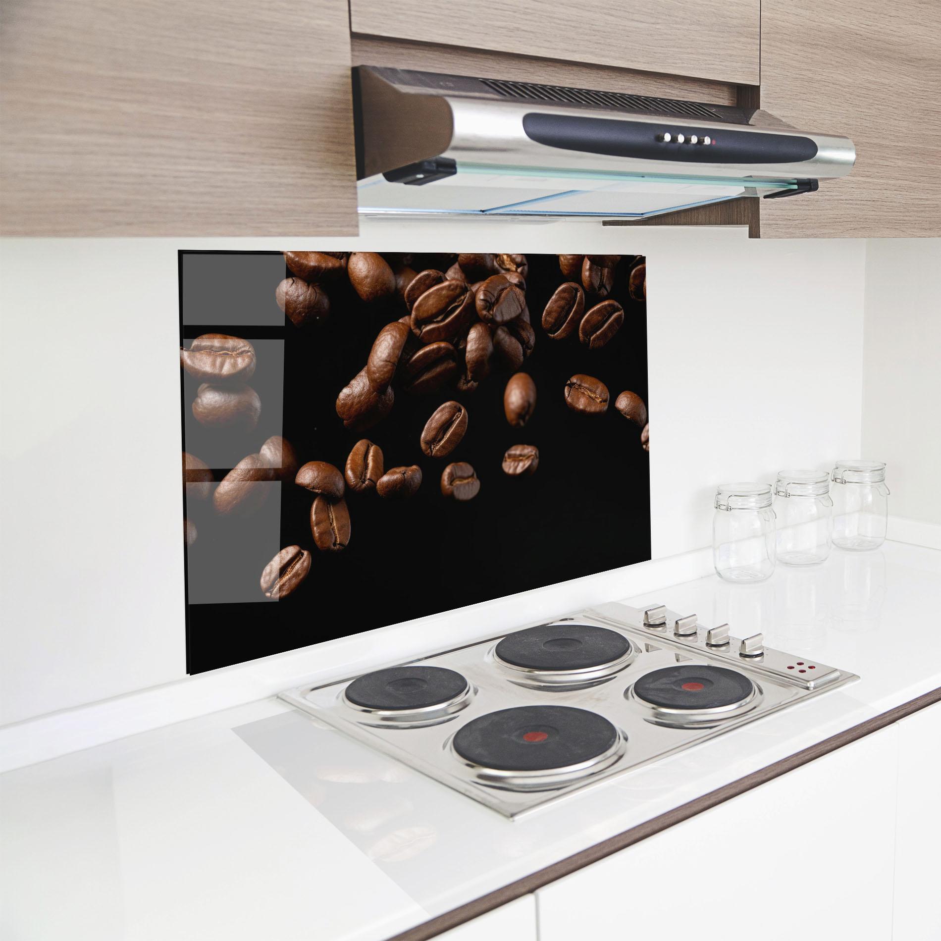 Küchenrückwand Glas Coffee Beans Floating mockup 8