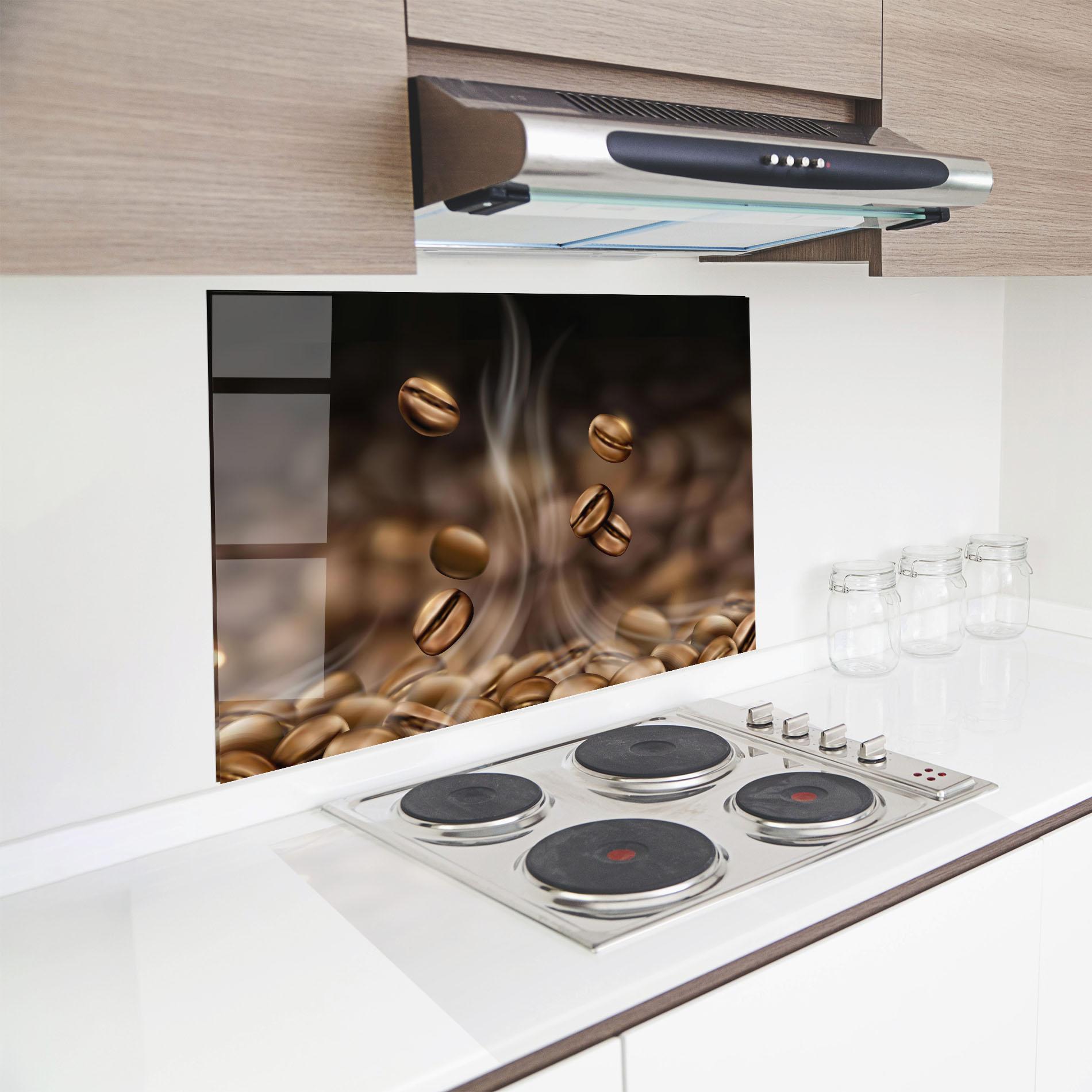 Küchenrückwand Glas Coffee Smoke mockup 8