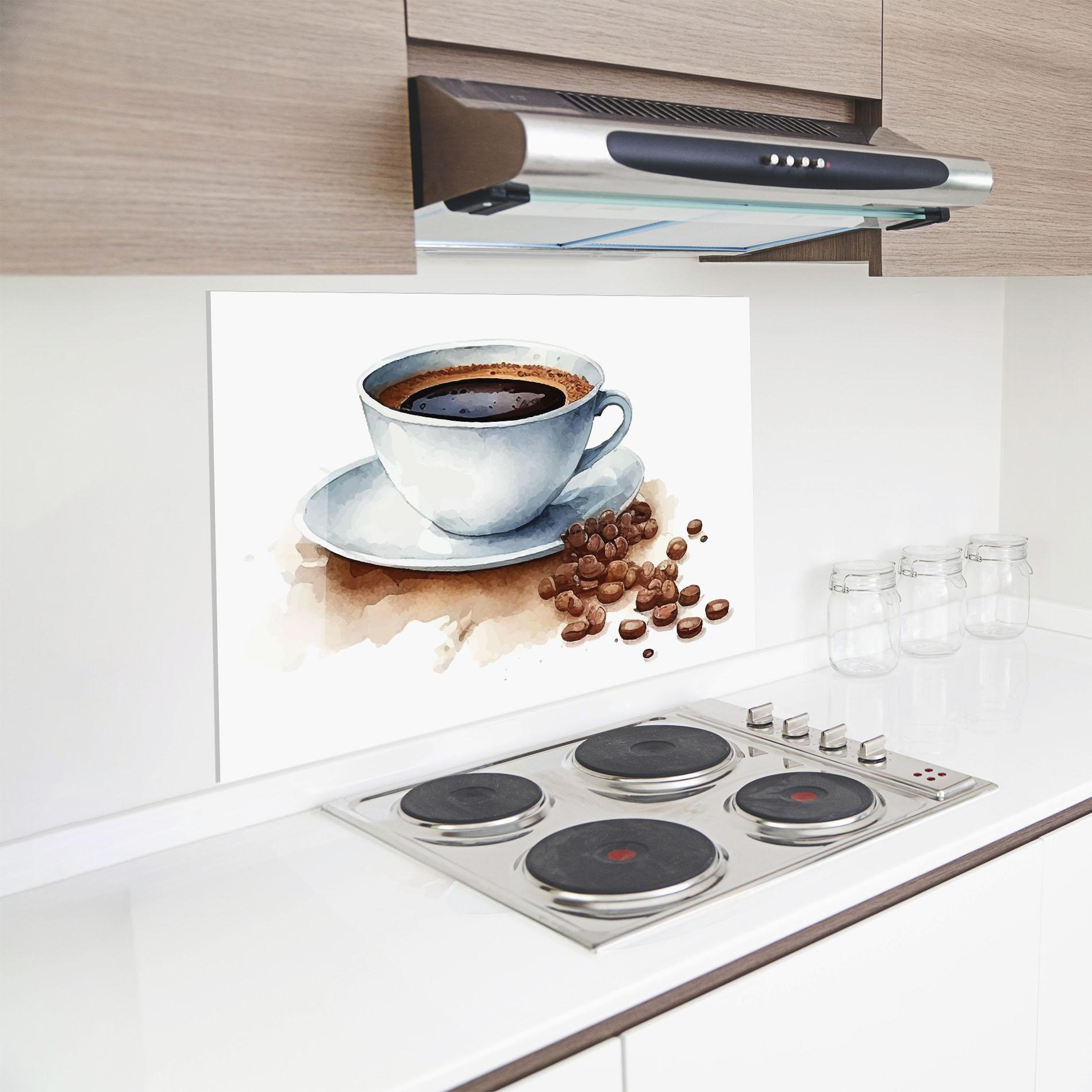 Küchenrückwand Glas Coffee Watercolor mockup 8
