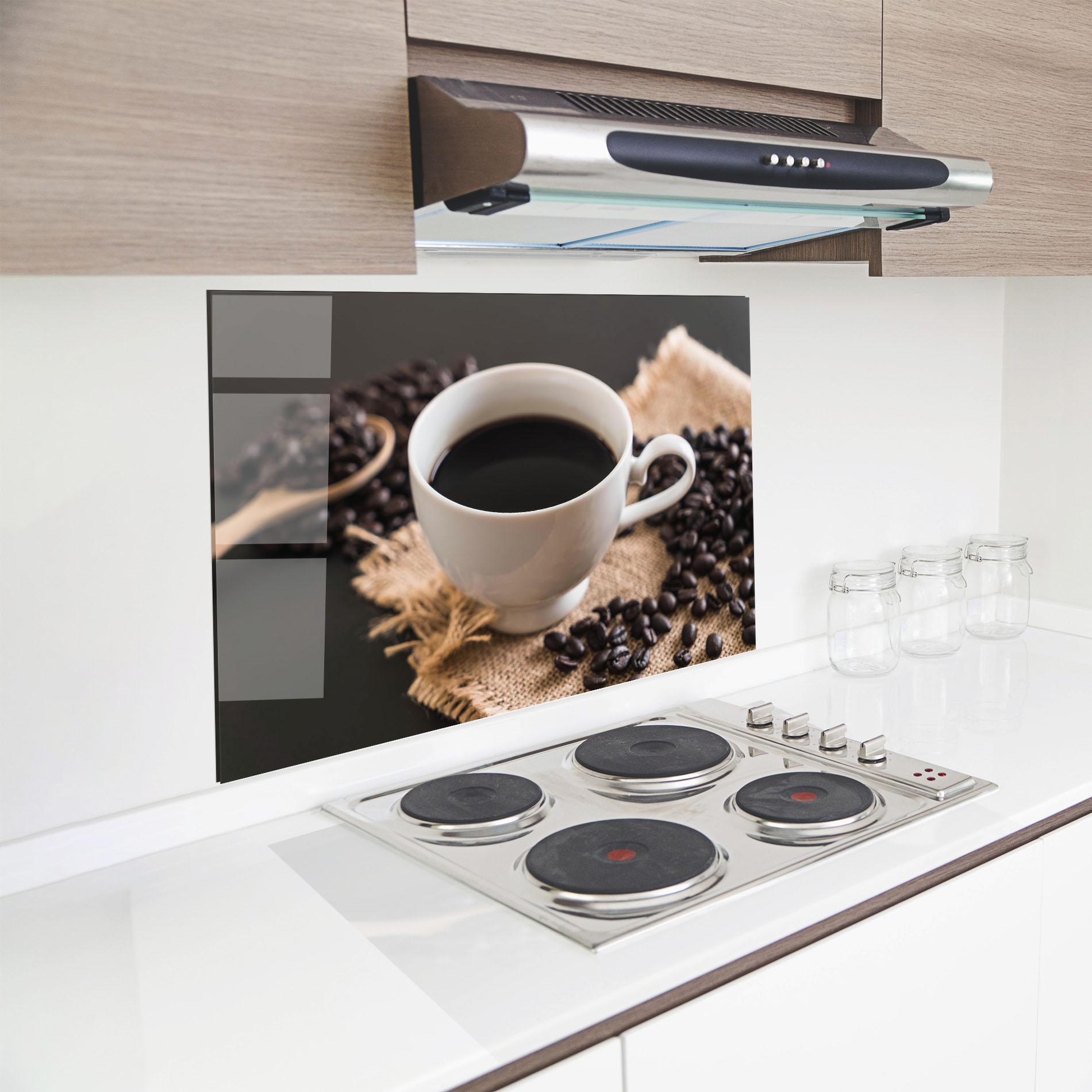 Küchenrückwand Glas Dark Beans Coffee mockup 8