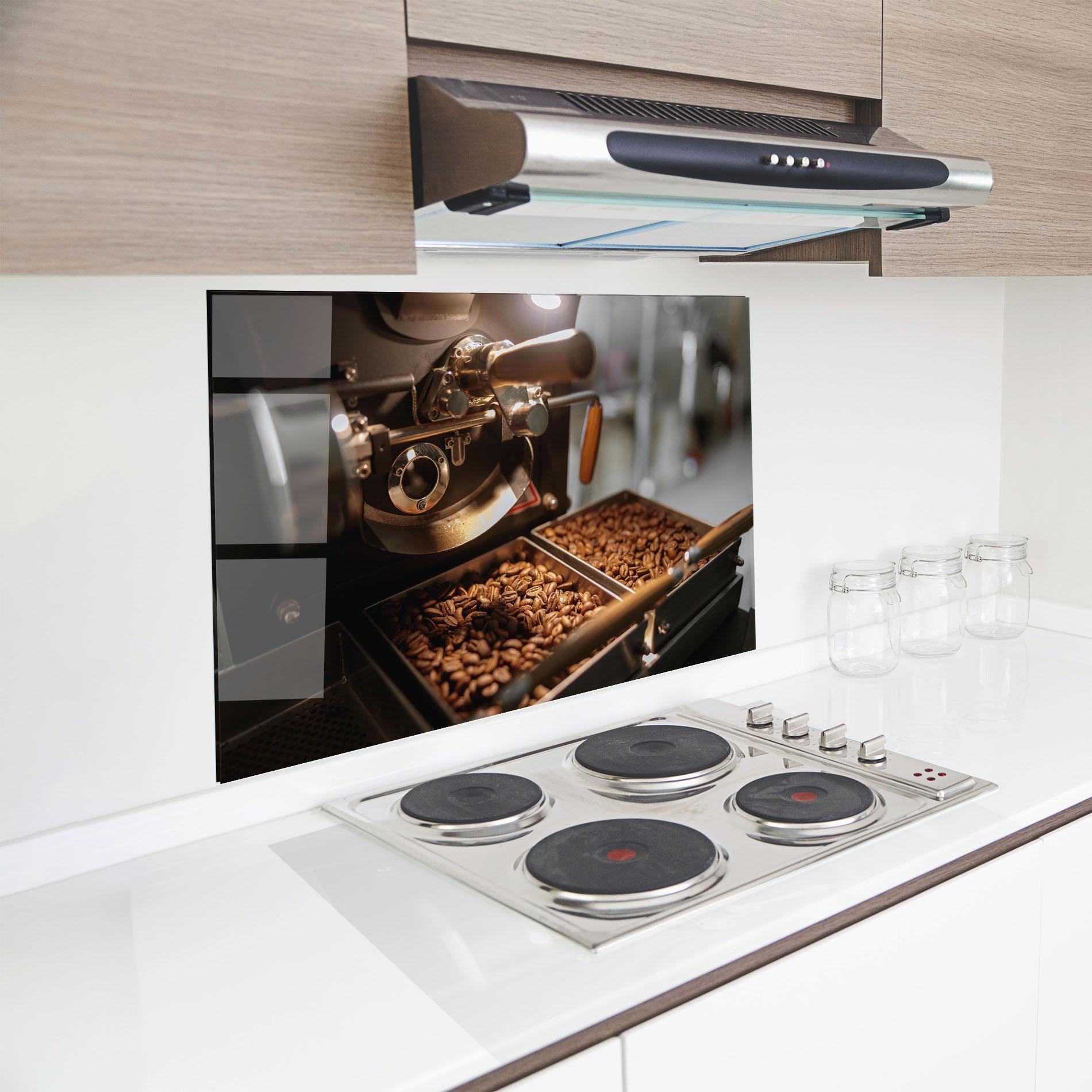 Küchenrückwand Glas Industrial Coffee Machine mockup 8
