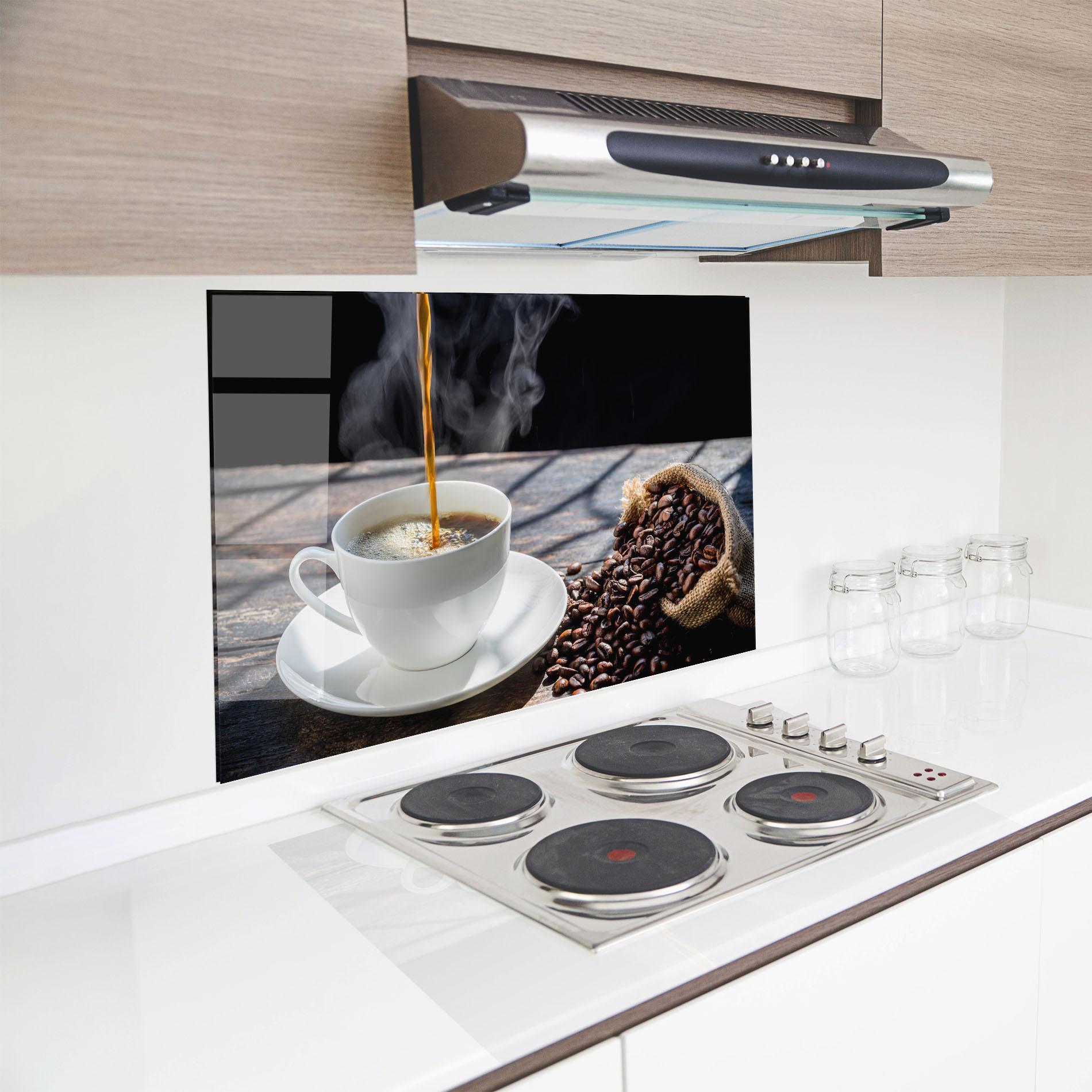Küchenrückwand Glas Pouring Coffee mockup 8