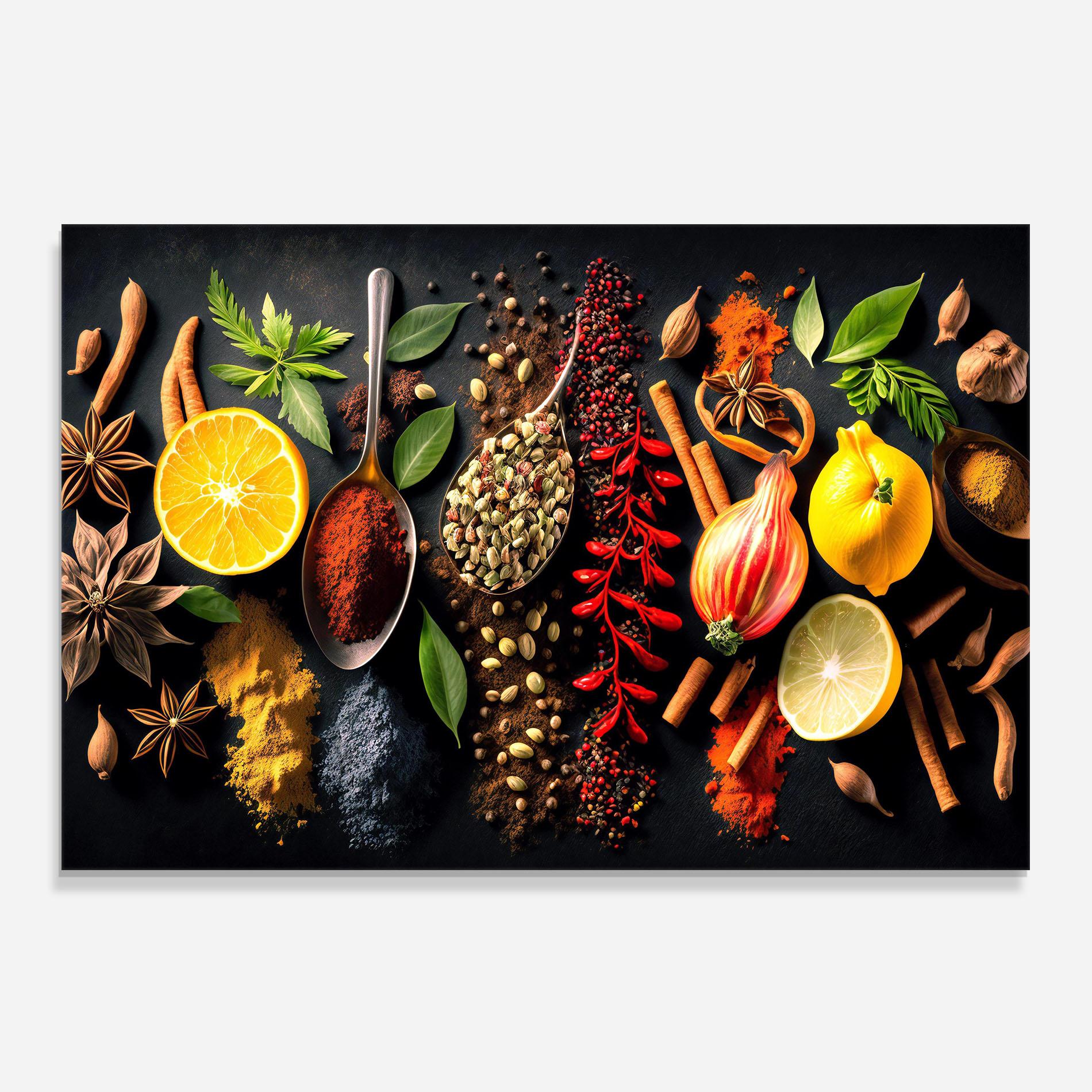 Küchenrückwand Glas Closeup Pices mockup 0