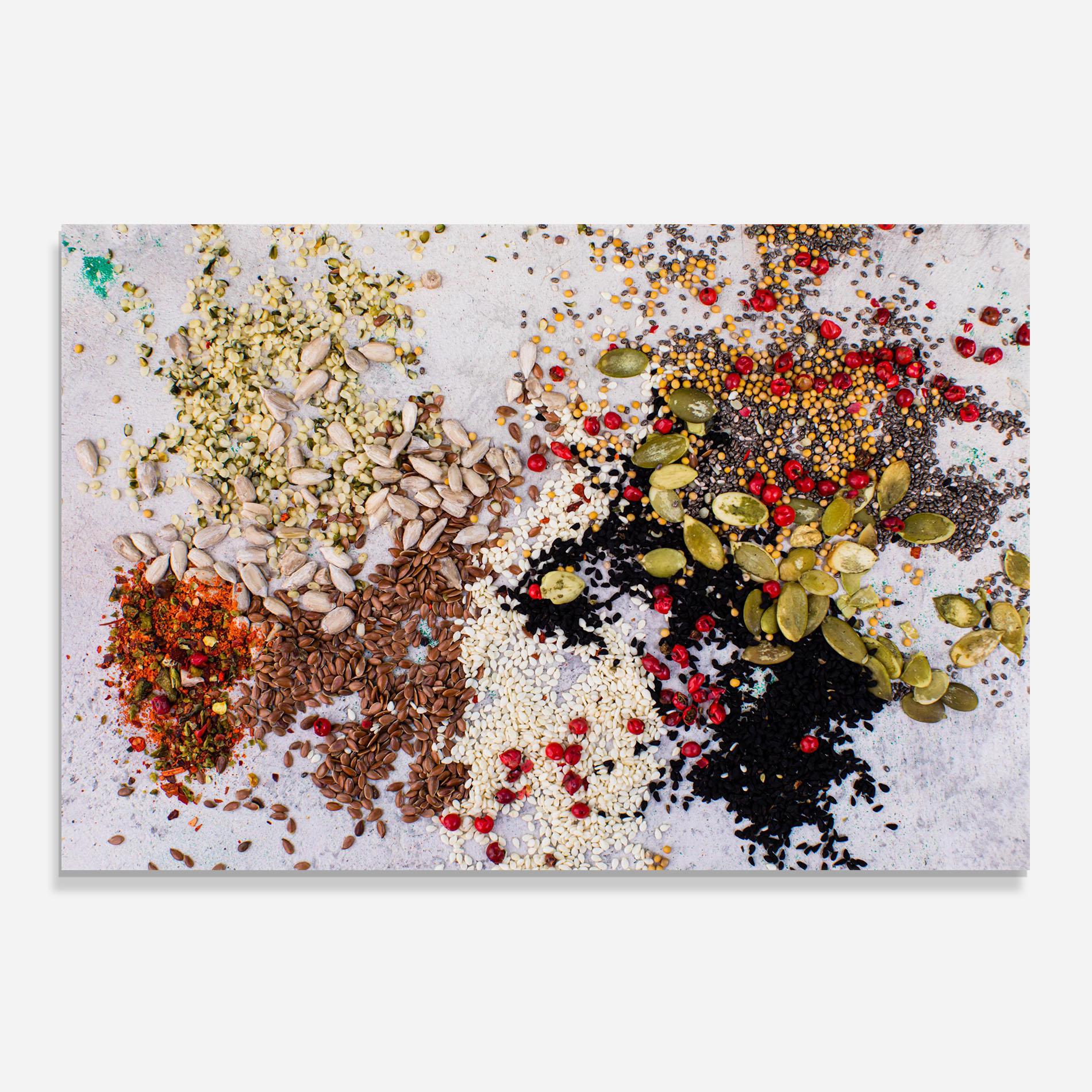 Küchenrückwand Glas Different Seeds mockup 0