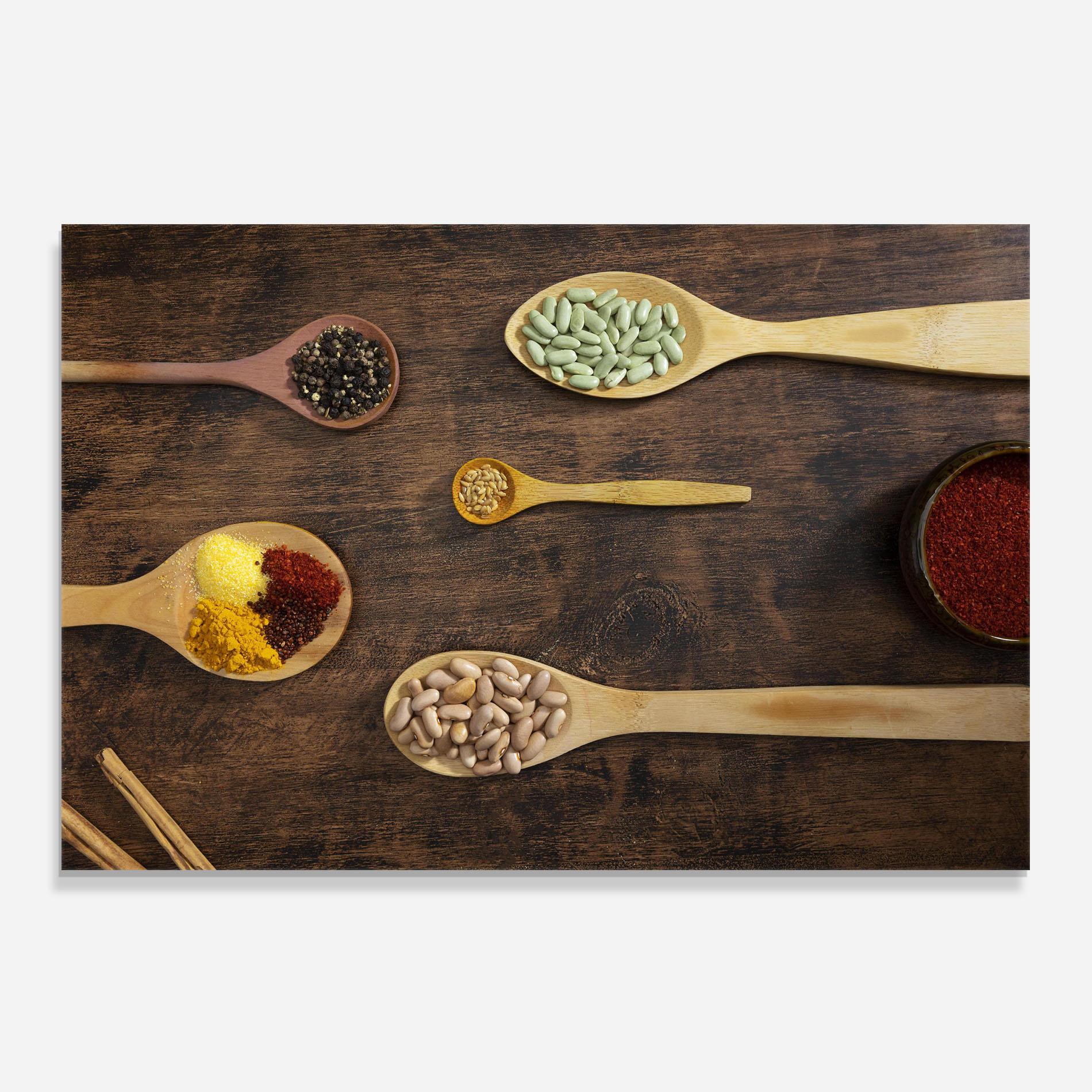 Küchenrückwand Glas Spices Beans mockup 0