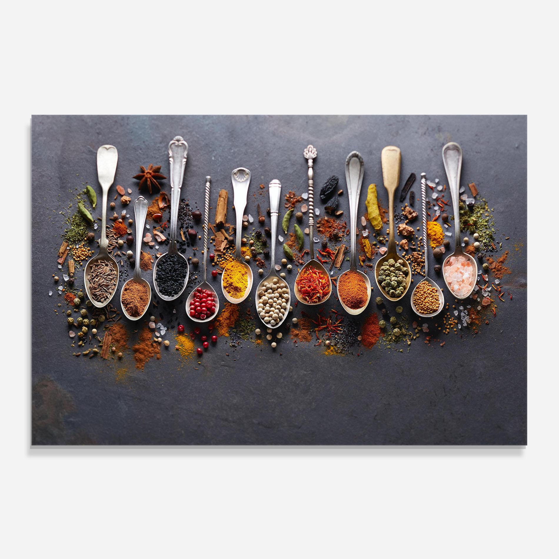 Küchenrückwand Glas Spices Black Board mockup 0