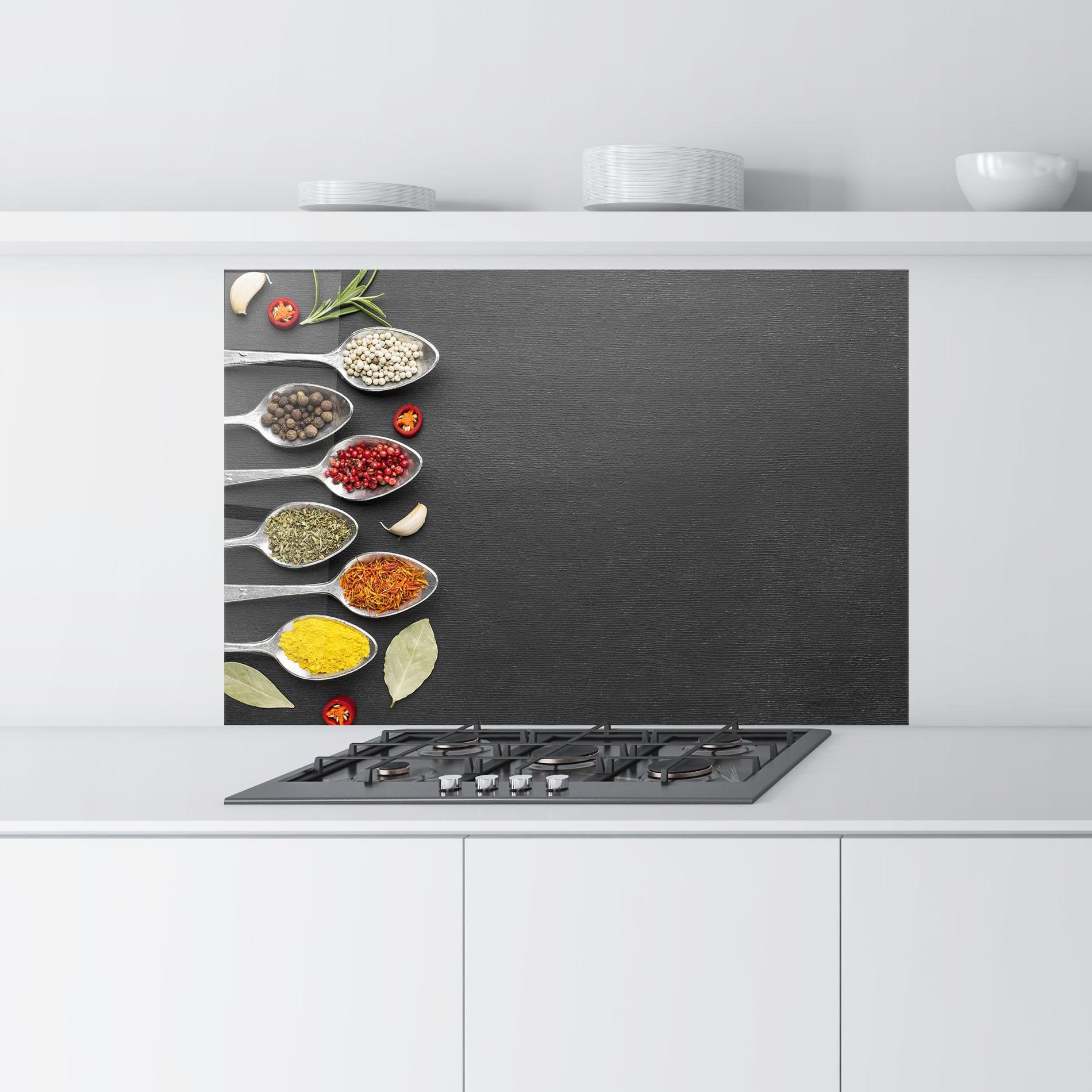 Küchenrückwand Glas Condiments Spoons mockup 9