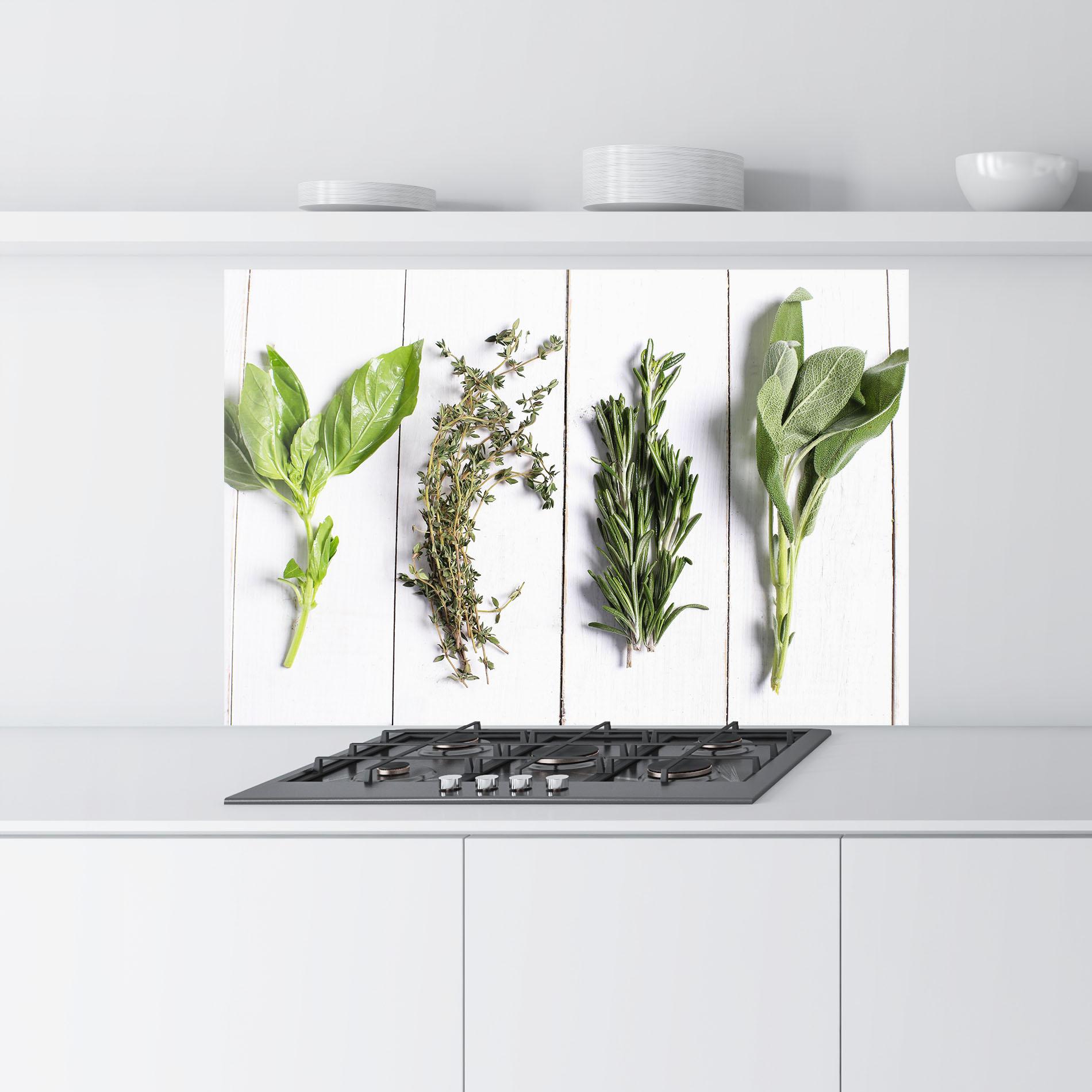 Küchenrückwand Glas Different Herbs mockup 9