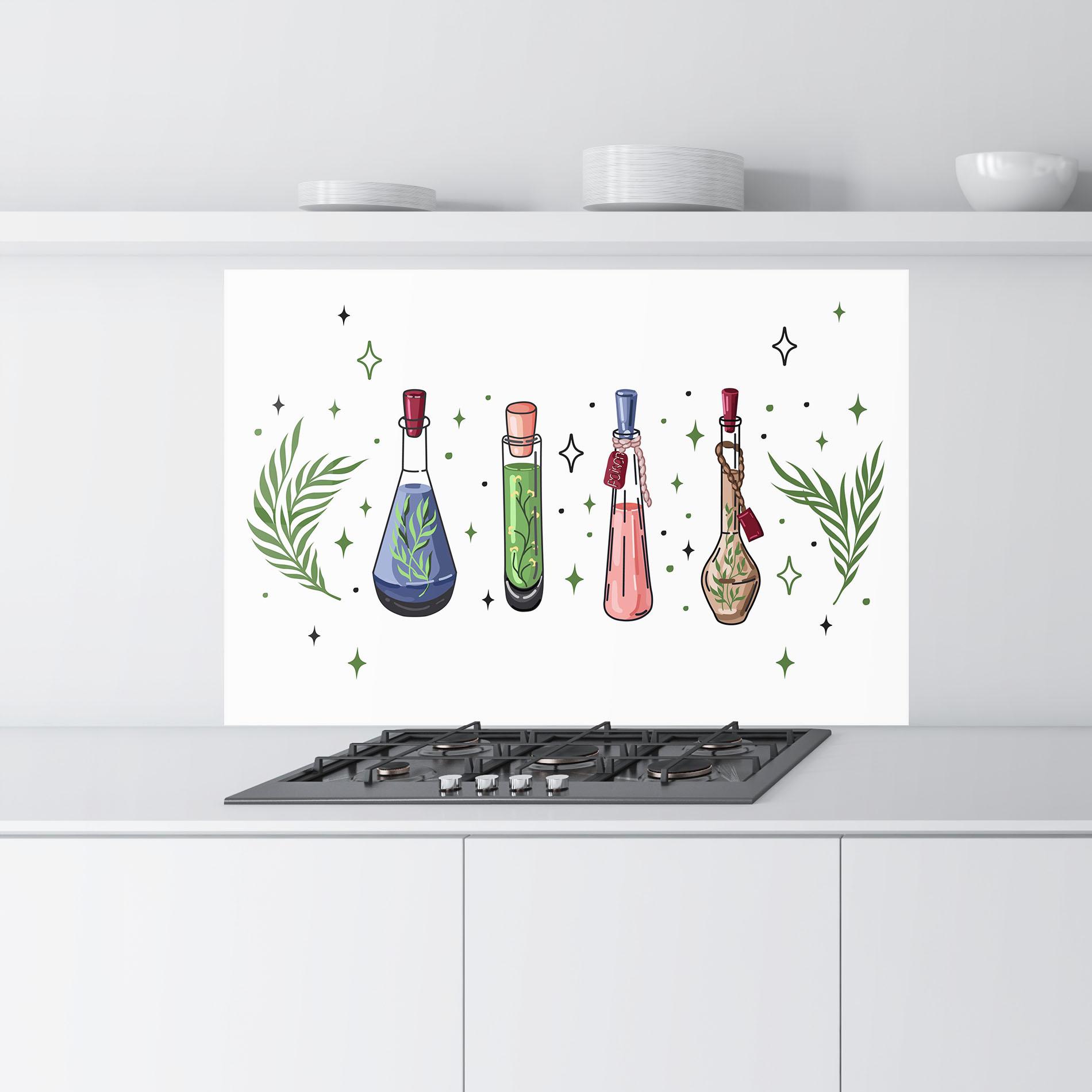 Küchenrückwand Glas Herbs Liquid mockup 9