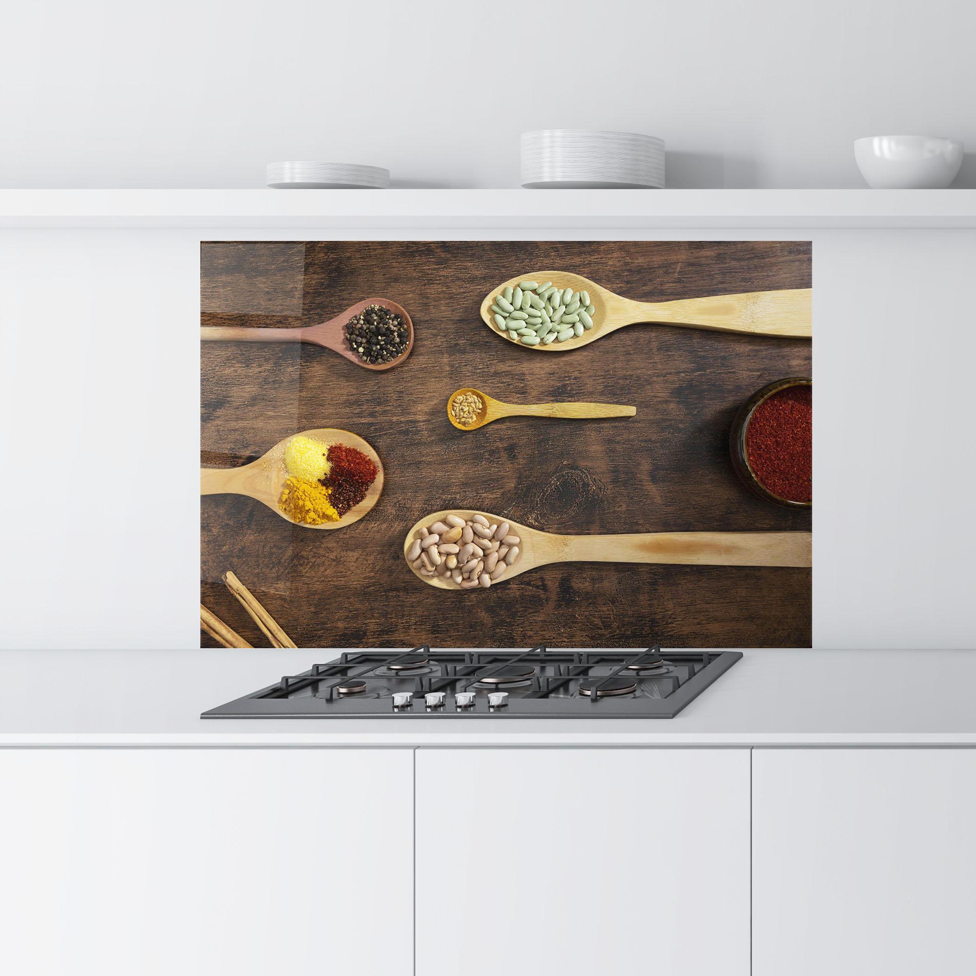 Küchenrückwand Glas Spices Beans mockup 9