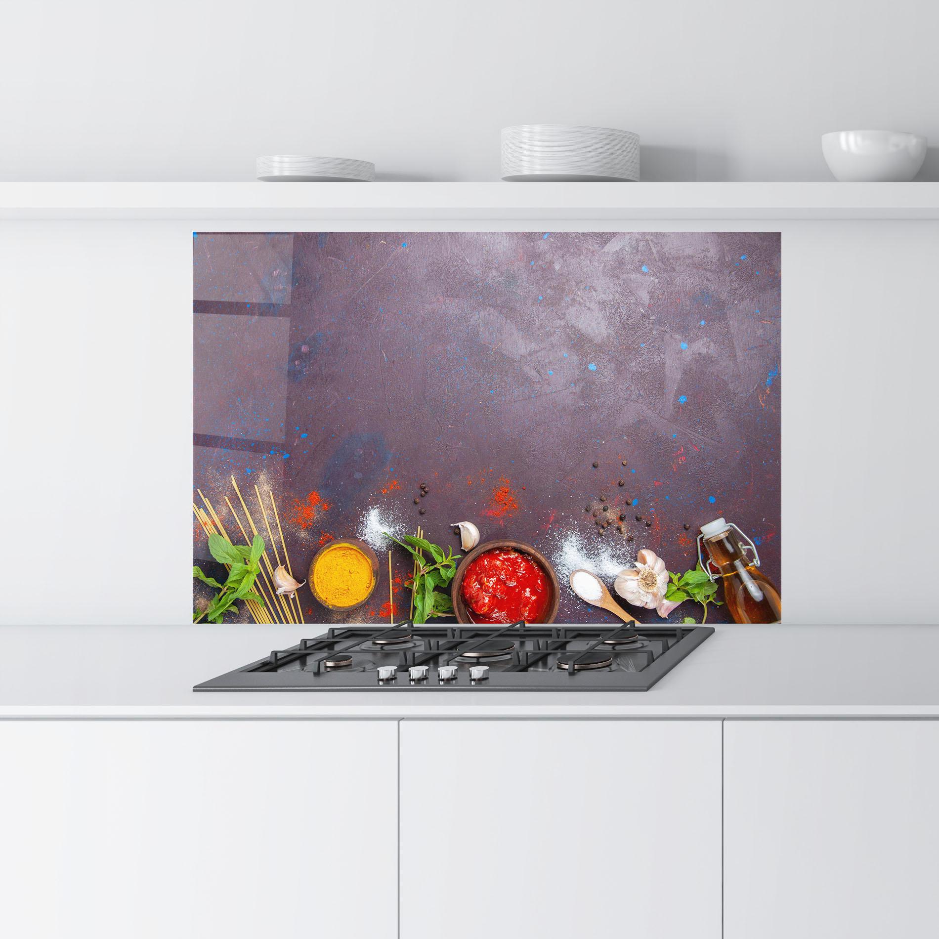 Küchenrückwand Glas Tomato Sauce mockup 9