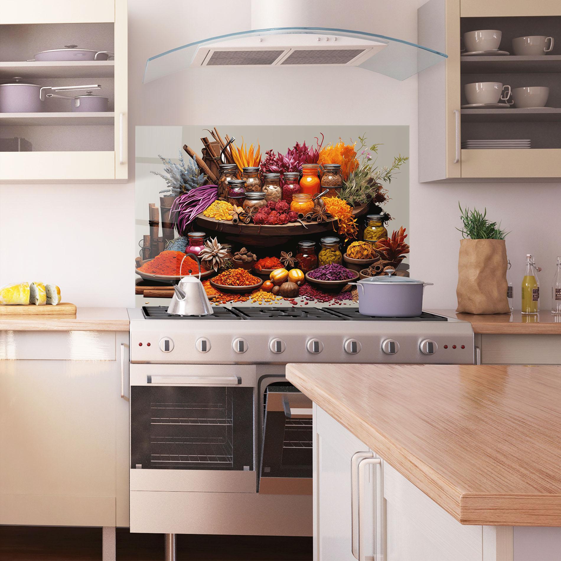 Küchenrückwand Glas Autumn Seasoning mockup 1