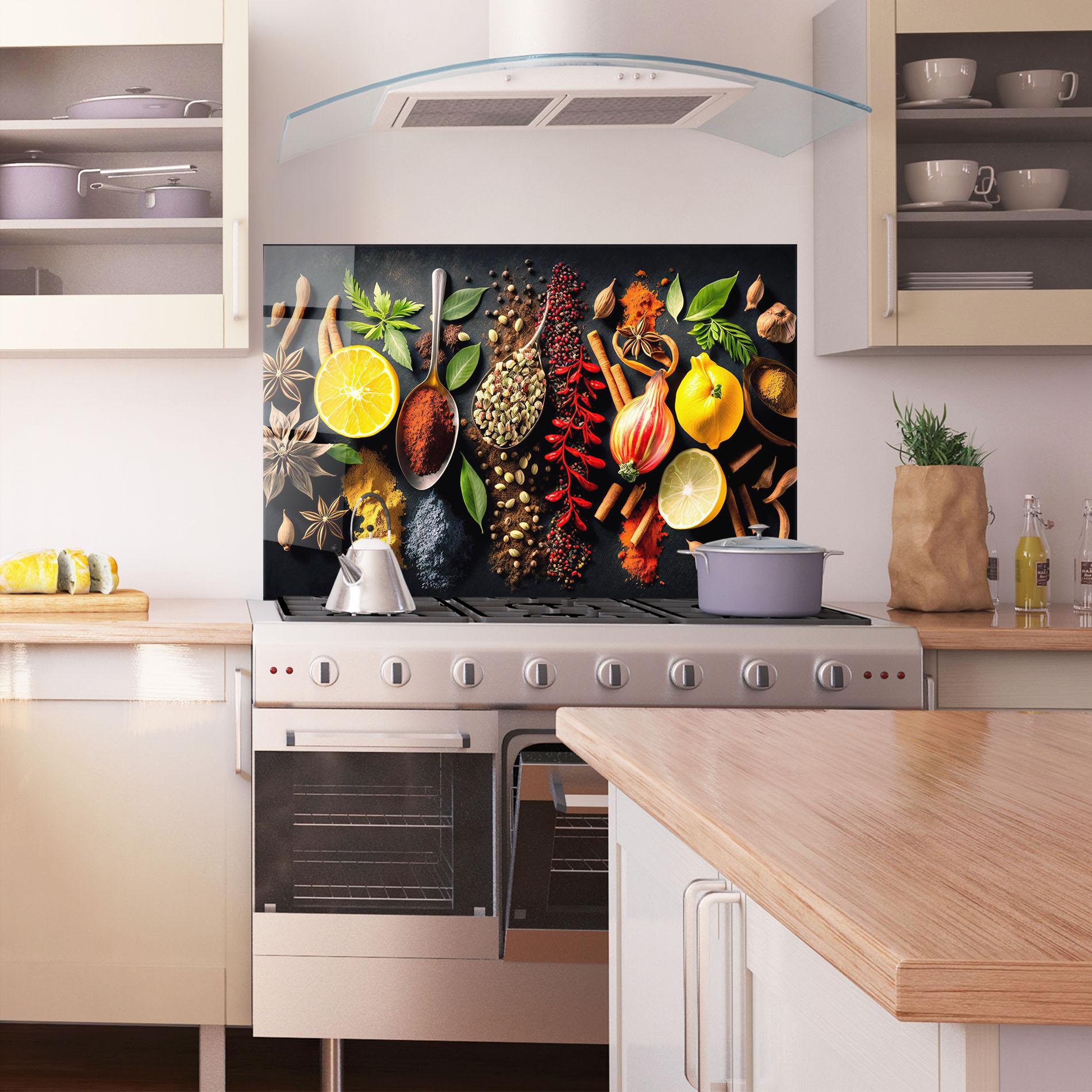 Küchenrückwand Glas Closeup Pices mockup 1