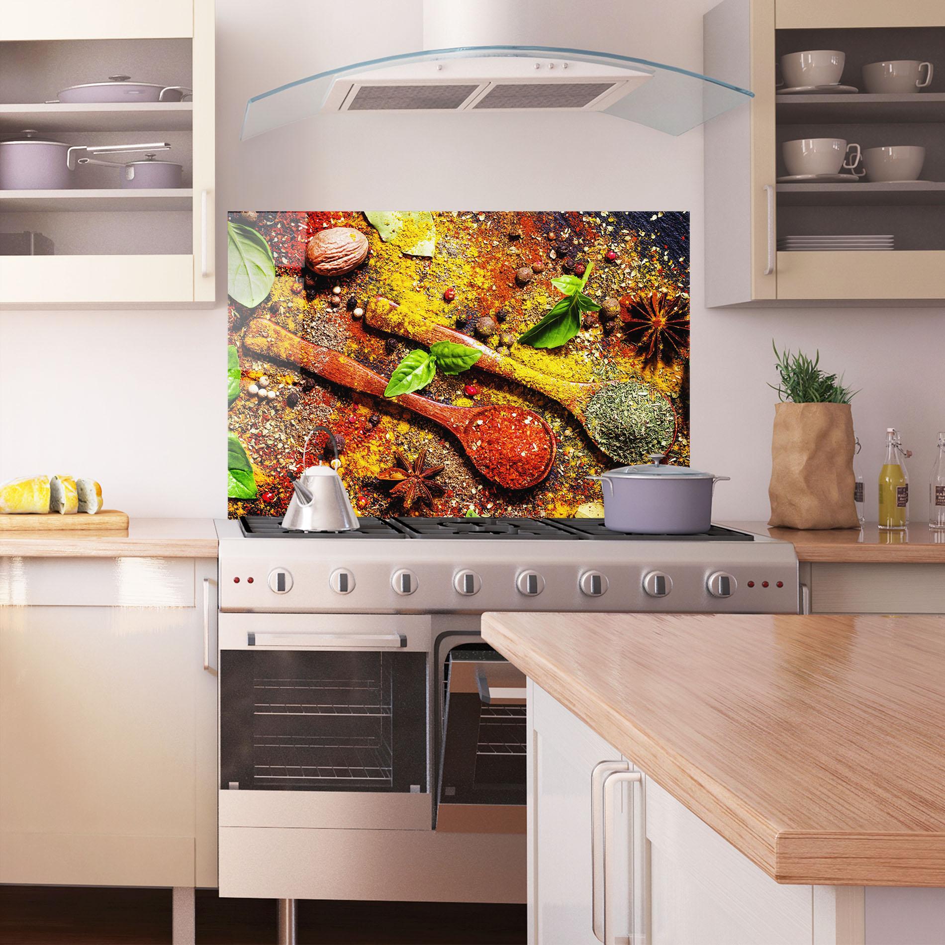 Küchenrückwand Glas Dried Herbs mockup 1