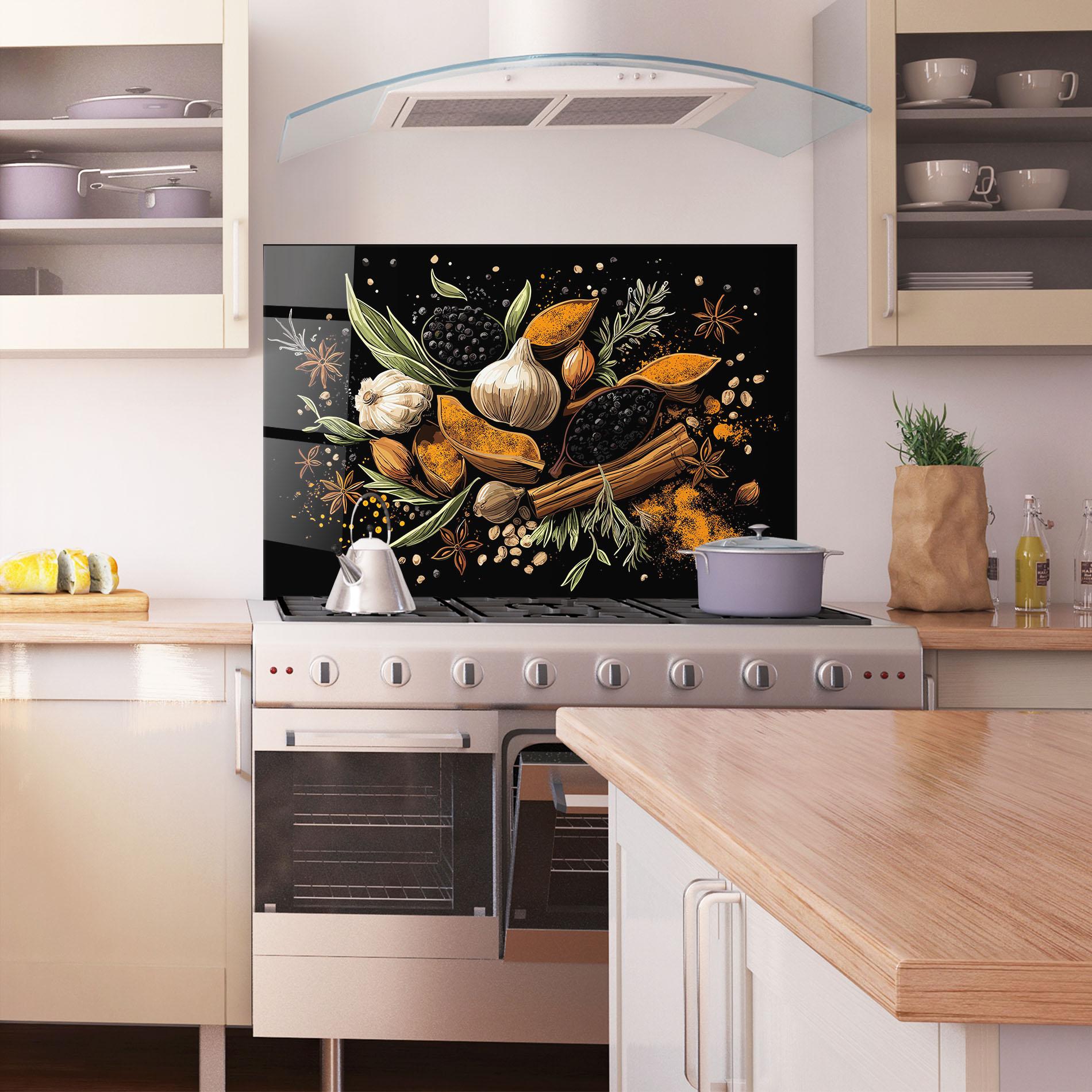 Küchenrückwand Glas Garlic And Spices mockup 1