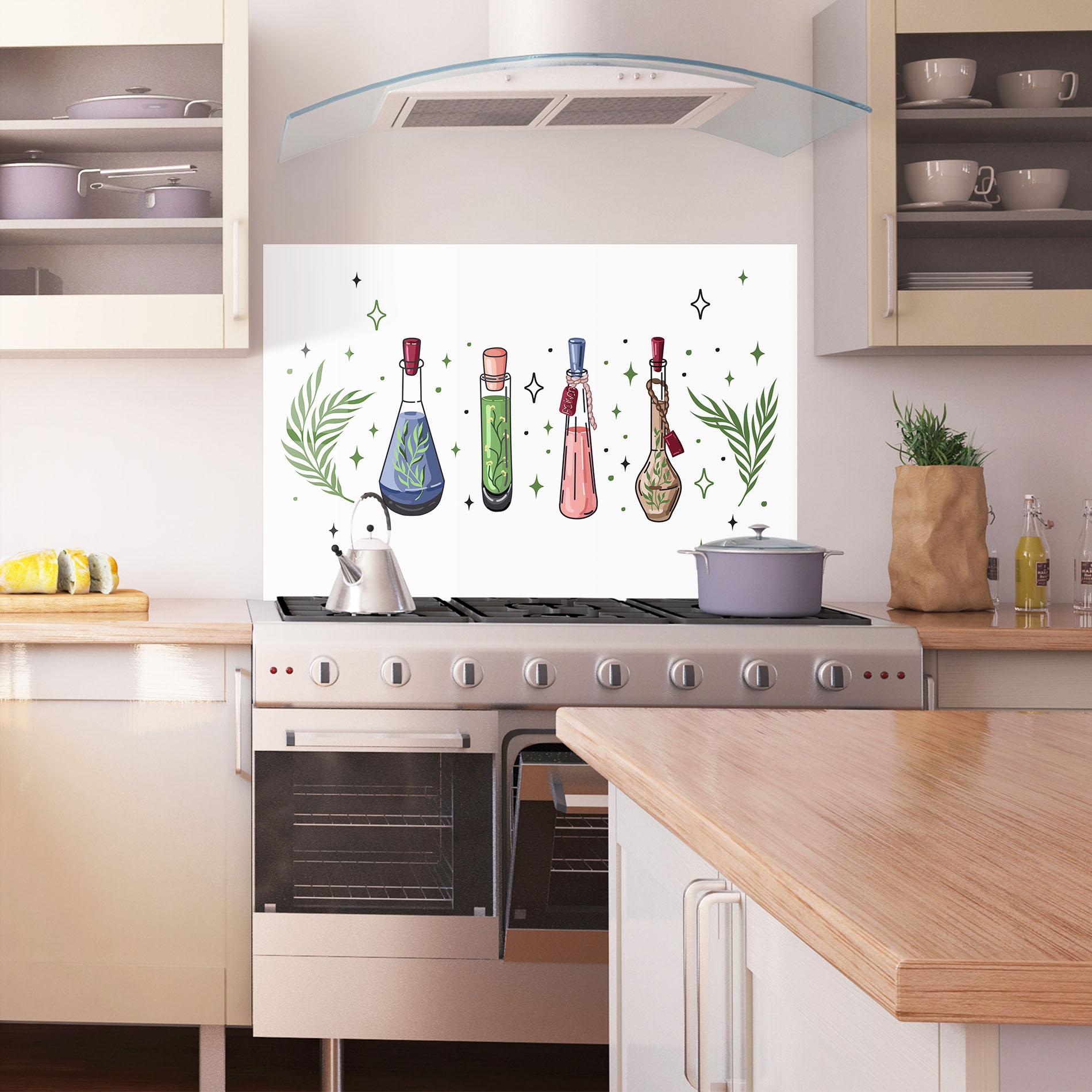 Küchenrückwand Glas Herbs Liquid mockup 1