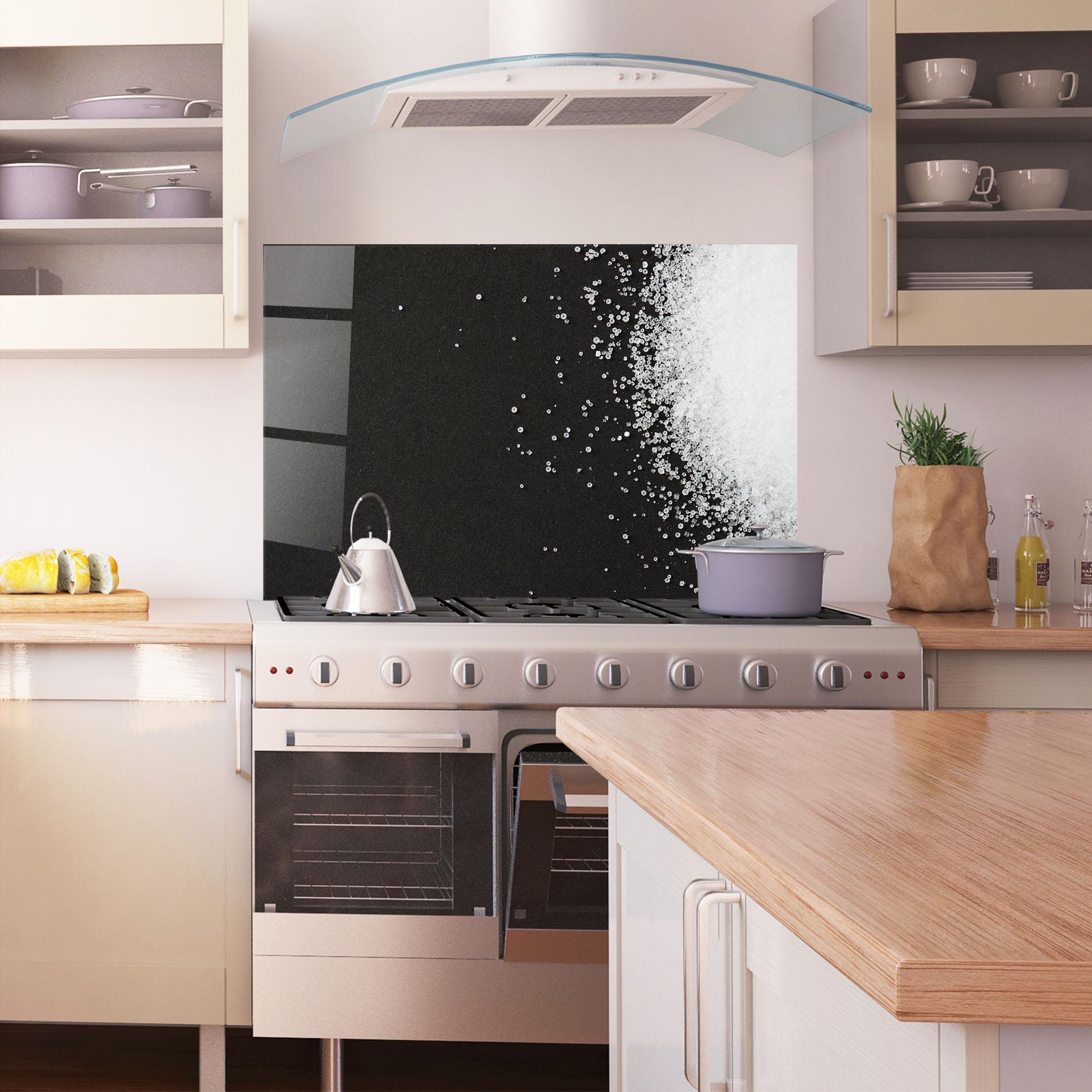 Küchenrückwand Glas Salt Texture mockup 1