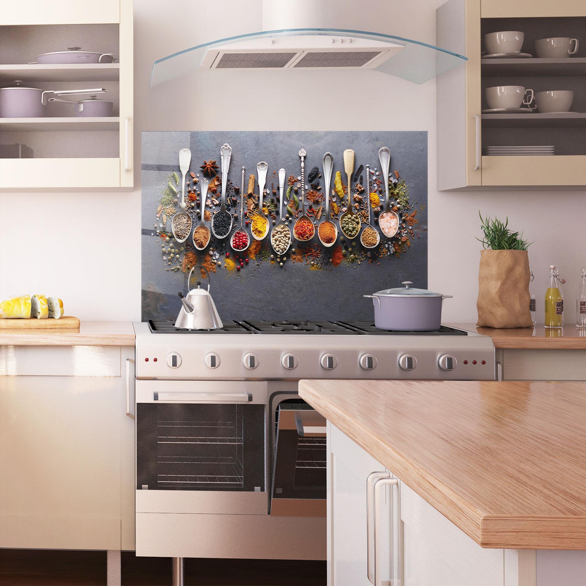 Küchenrückwand Glas Spices Black Board mockup 1