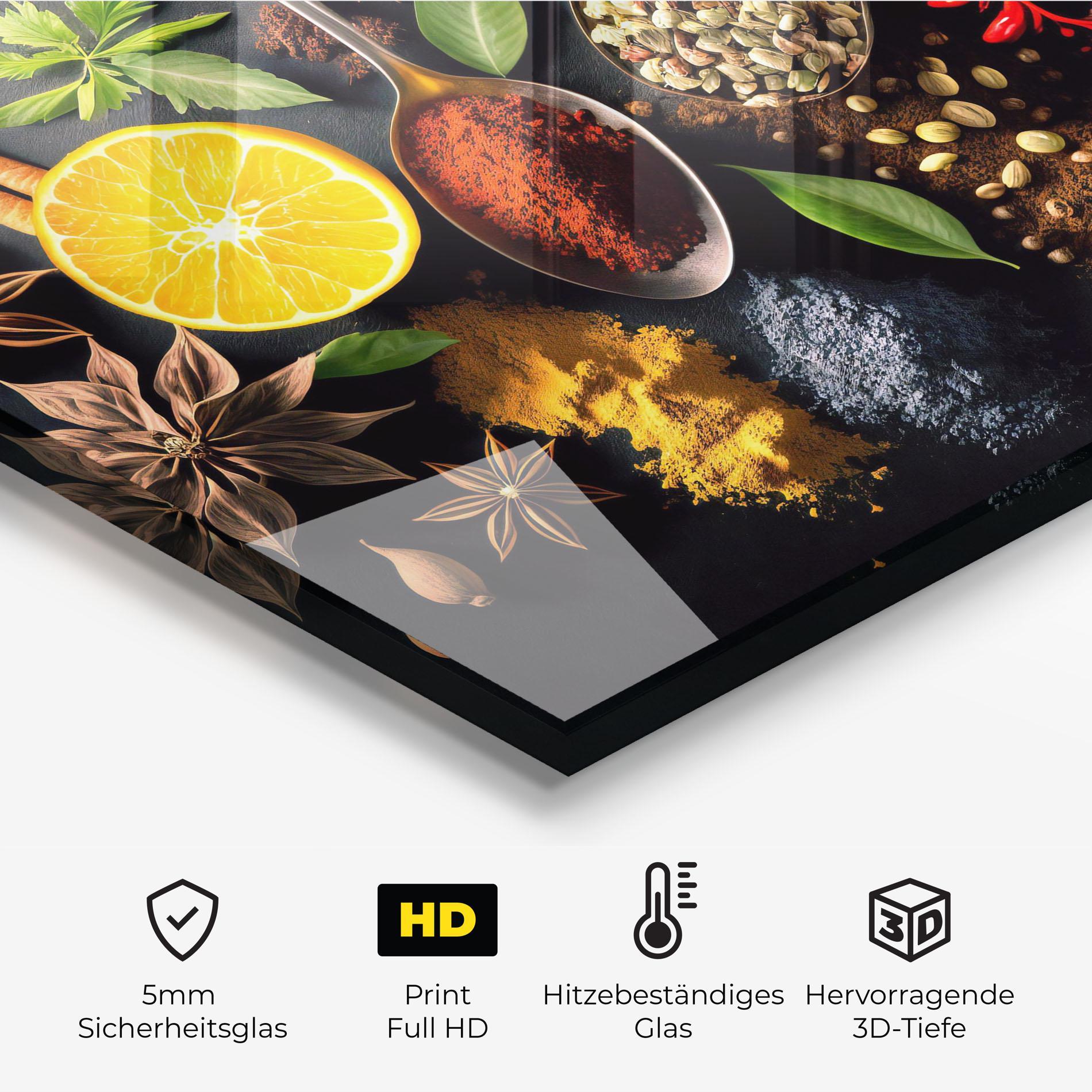 Küchenrückwand Glas Closeup Pices mockup 2