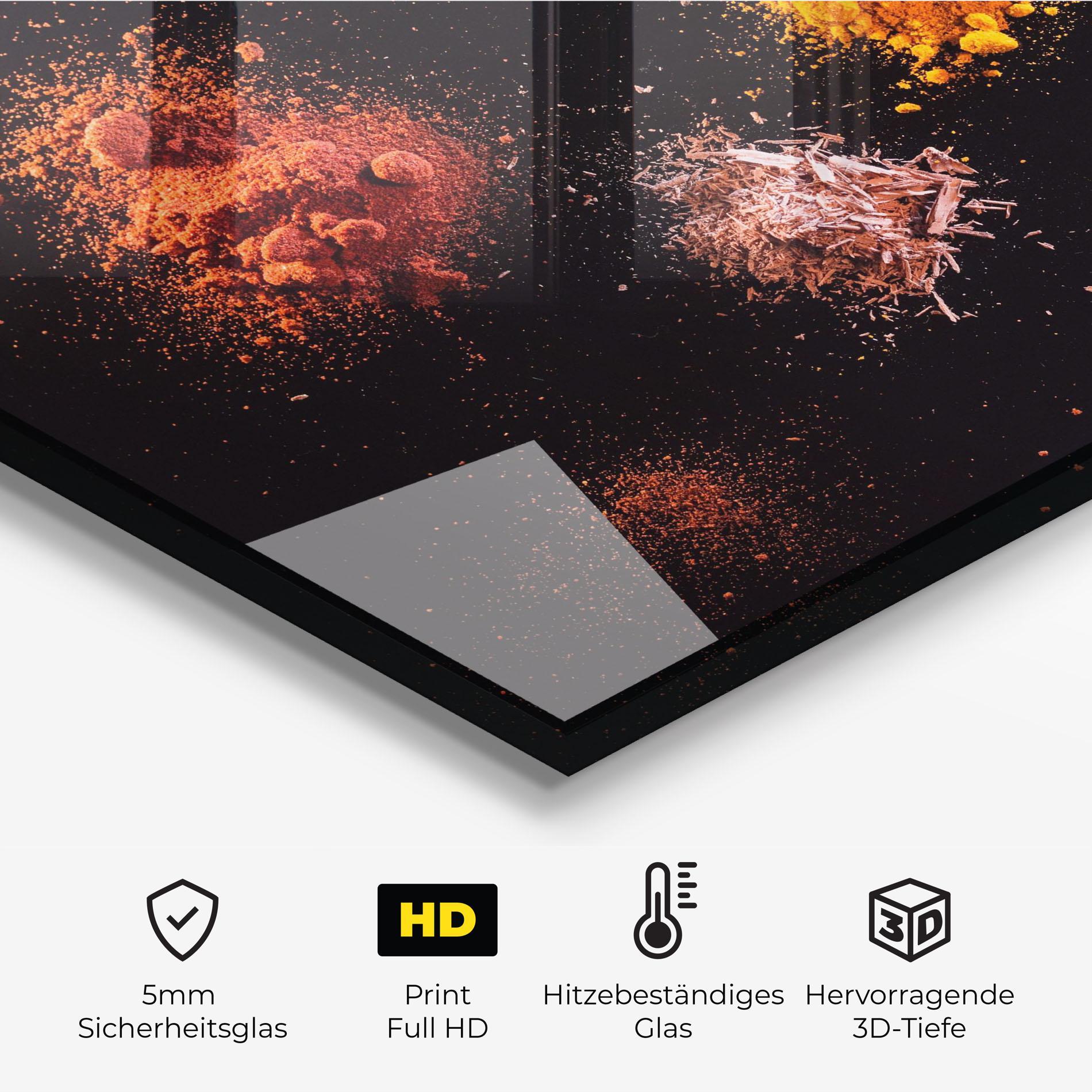 Küchenrückwand Glas Powder On Black mockup 2