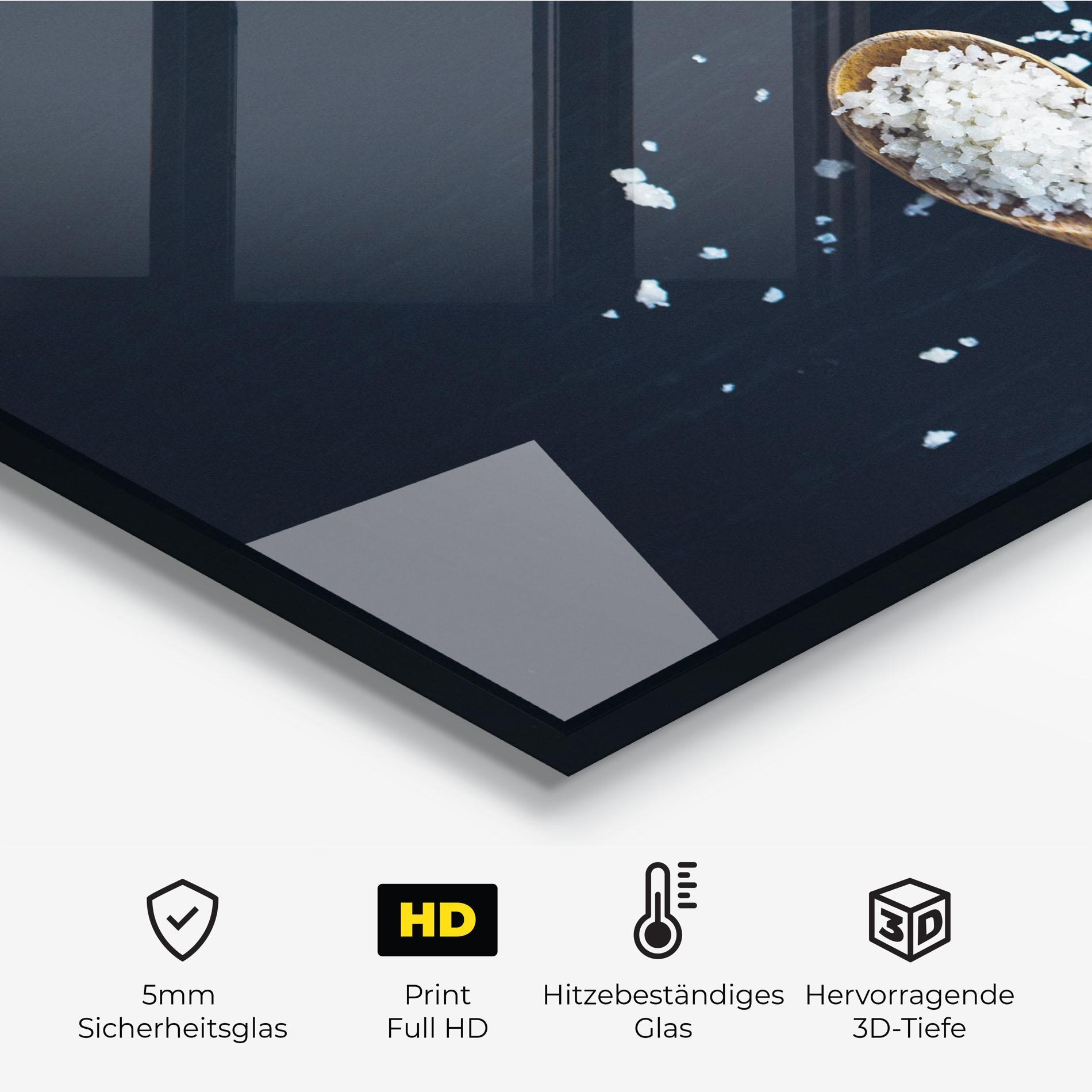 Küchenrückwand Glas Salt On Black mockup 2