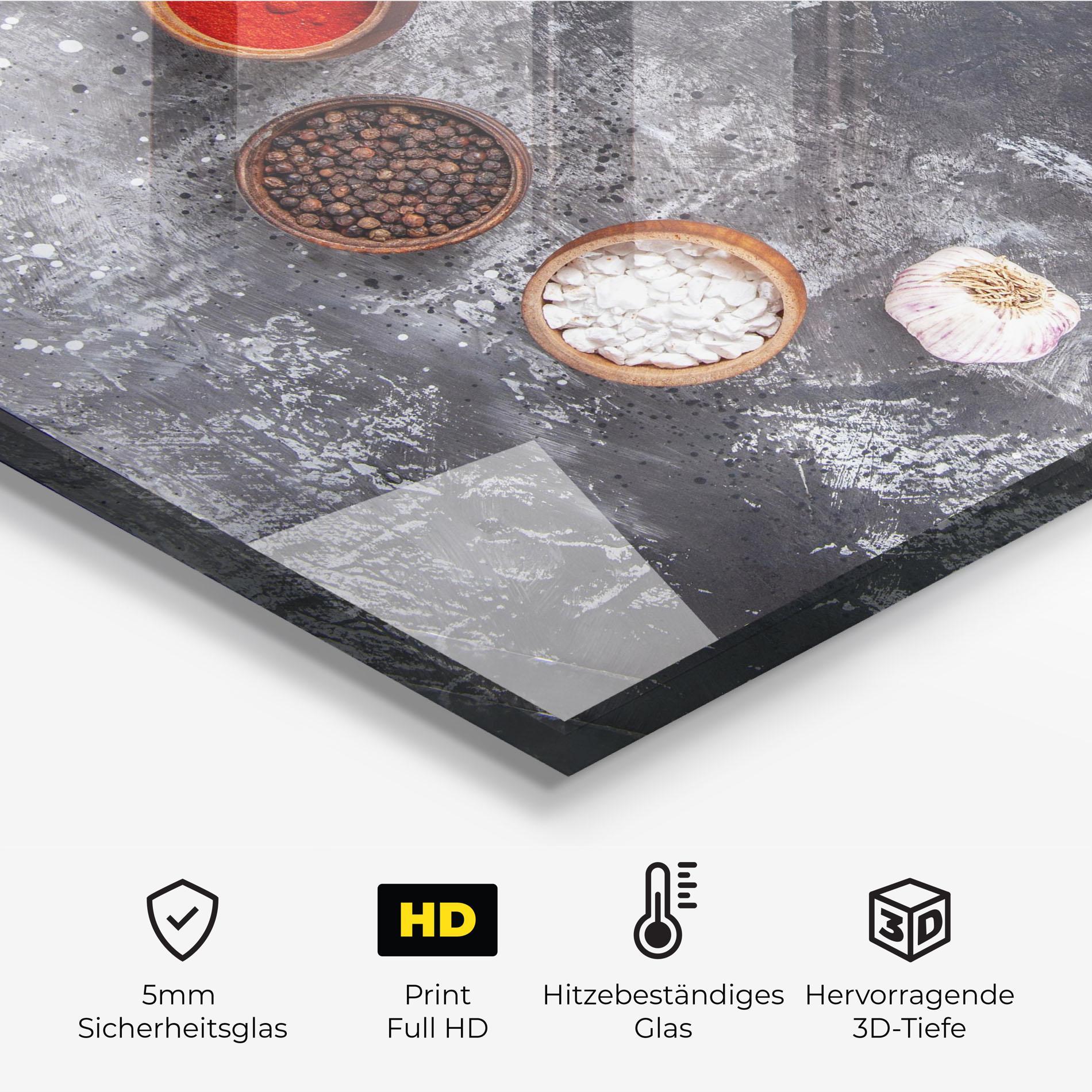 Küchenrückwand Glas Seasonings With Oil mockup 2