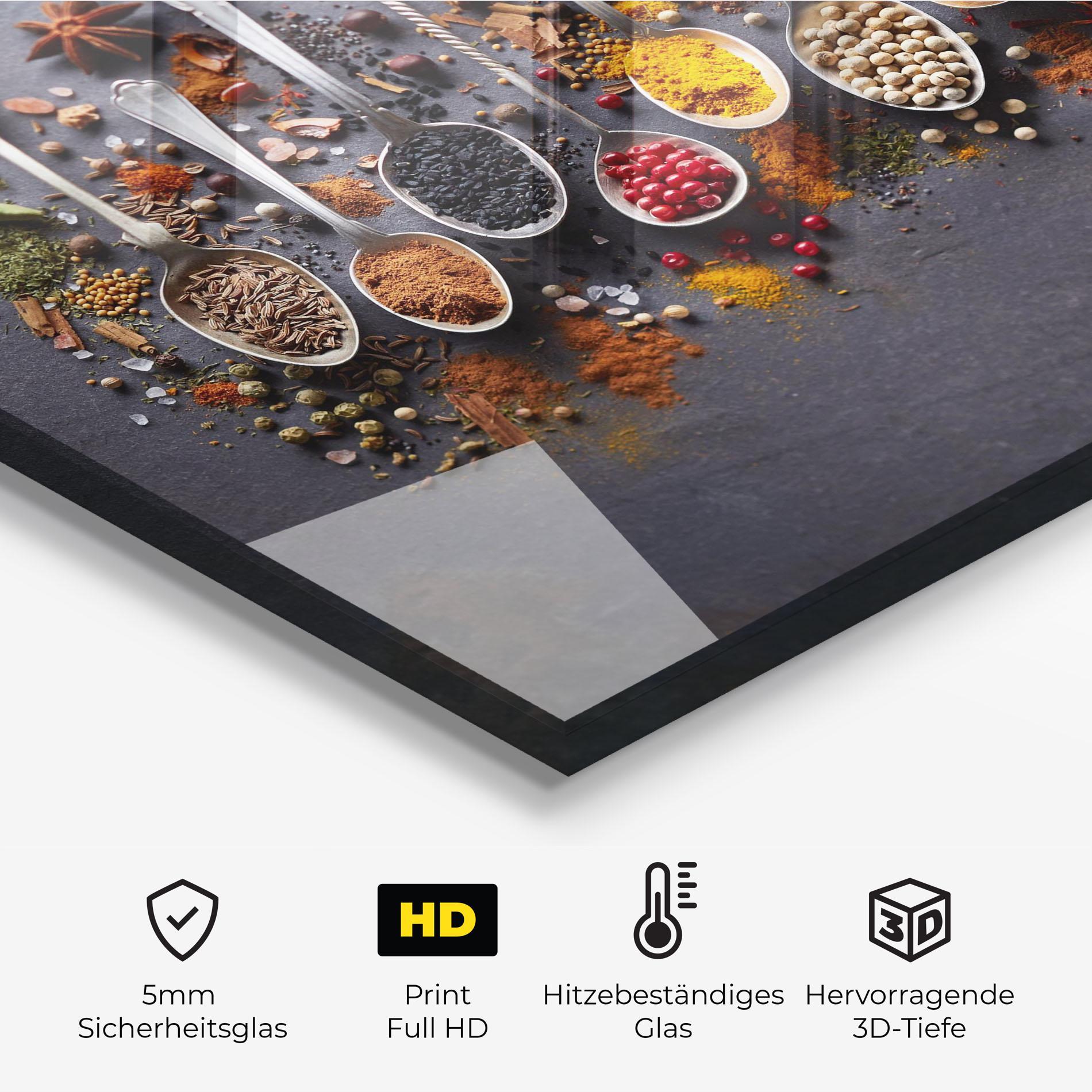 Küchenrückwand Glas Spices Black Board mockup 2