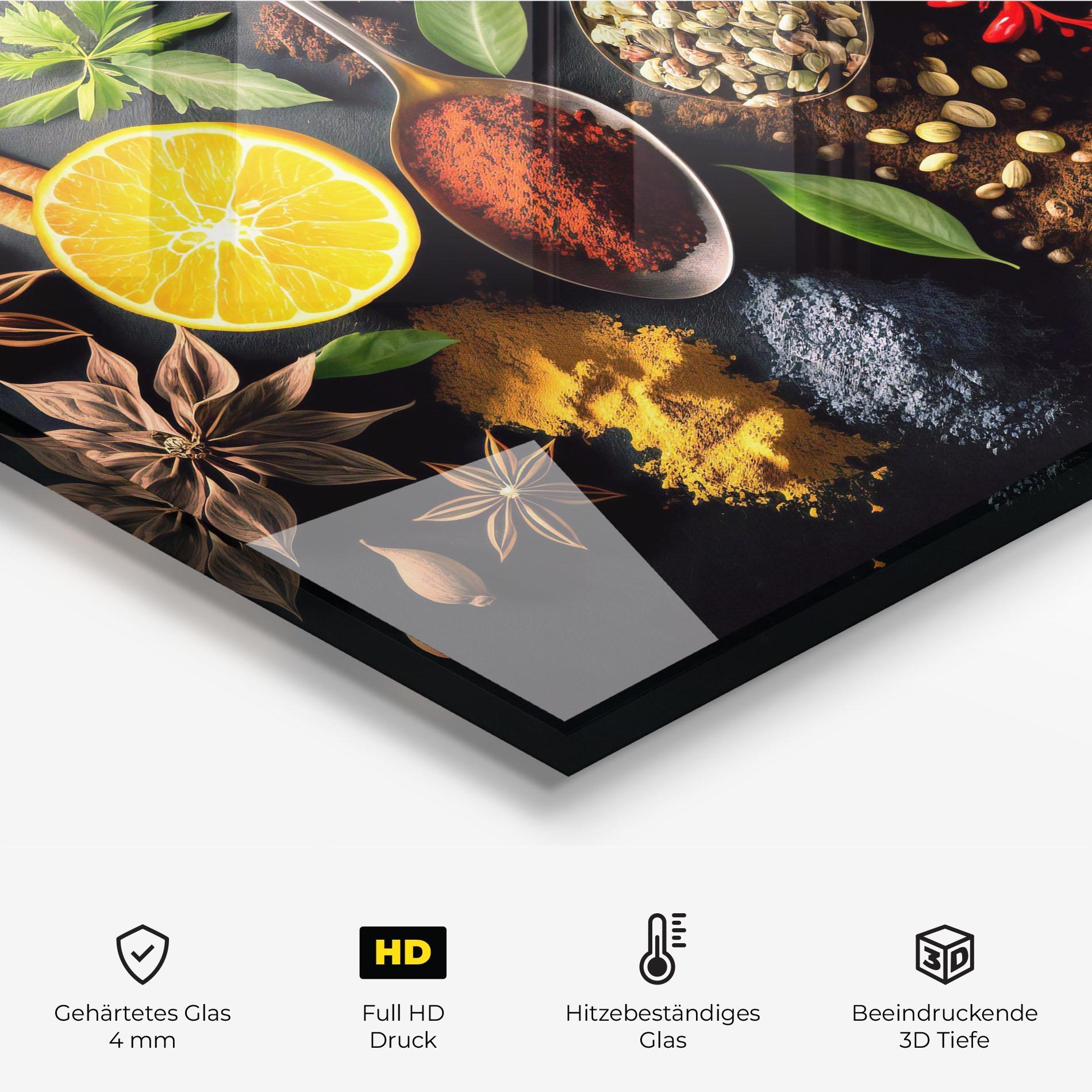 Küchenrückwand Glas Closeup Pices mockup 2