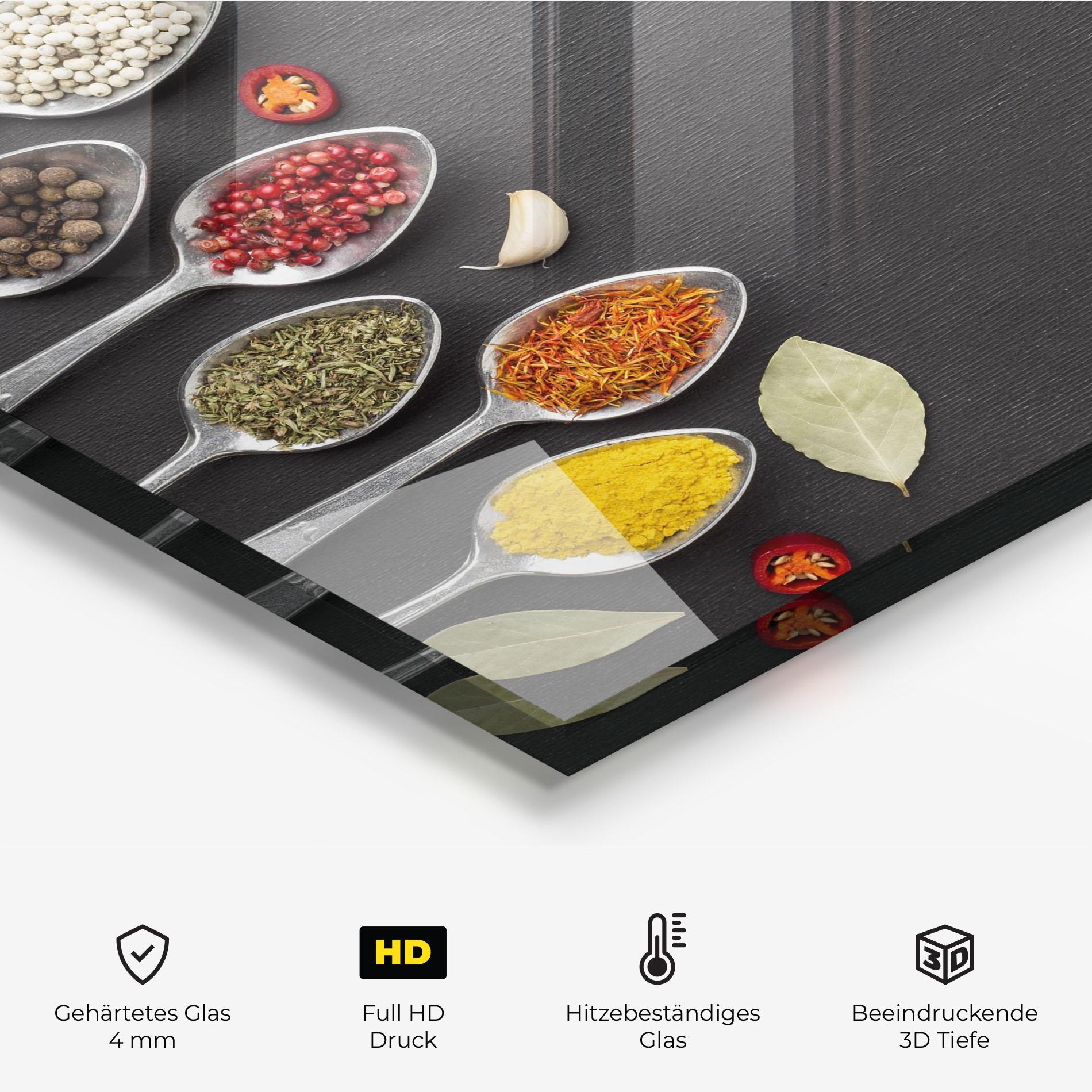 Küchenrückwand Glas Condiments Spoons mockup 2