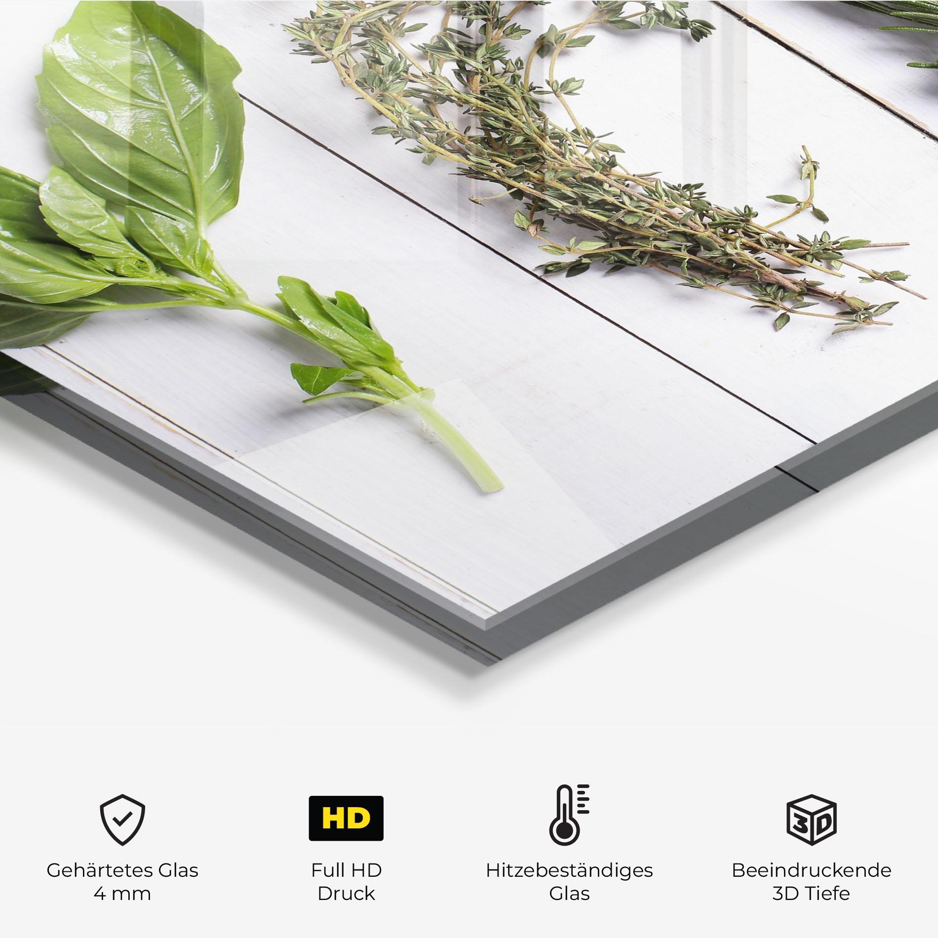Küchenrückwand Glas Different Herbs mockup 2
