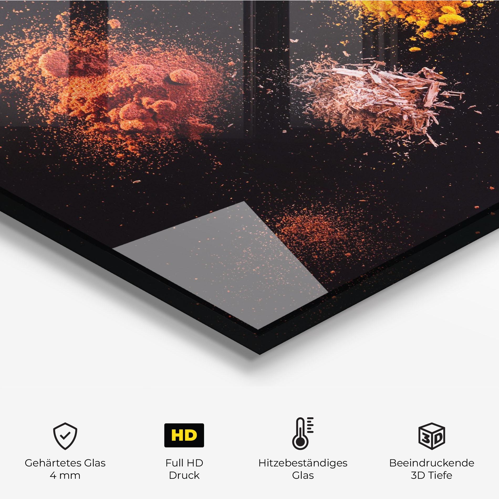 Küchenrückwand Glas Powder On Black mockup 2