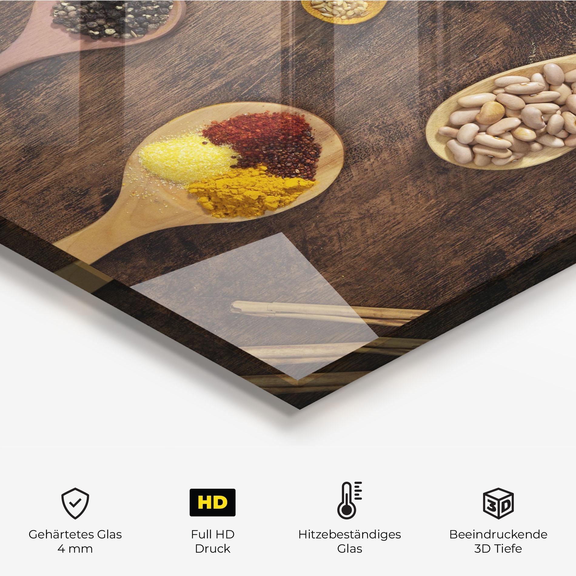 Küchenrückwand Glas Spices Beans mockup 2