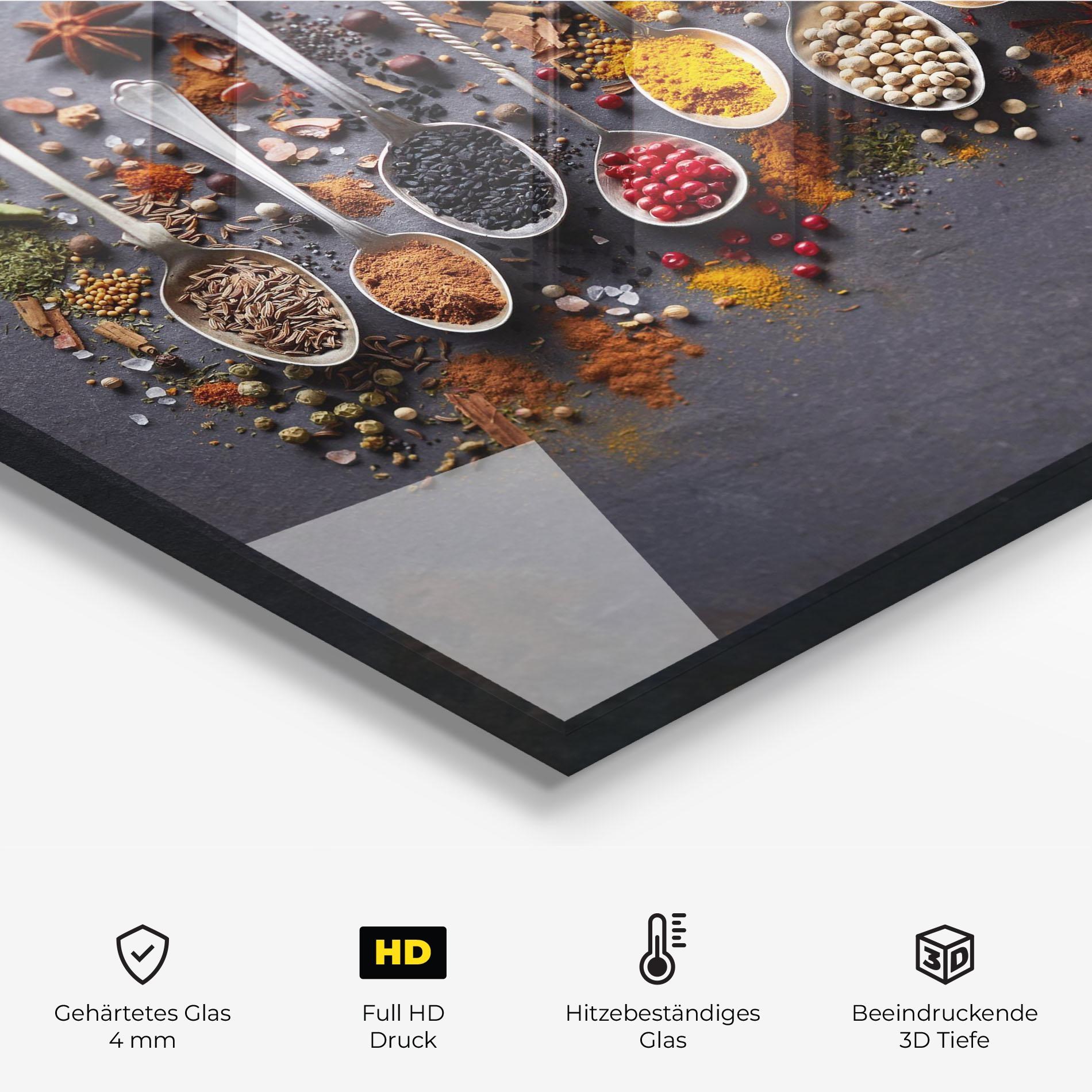 Küchenrückwand Glas Spices Black Board mockup 2