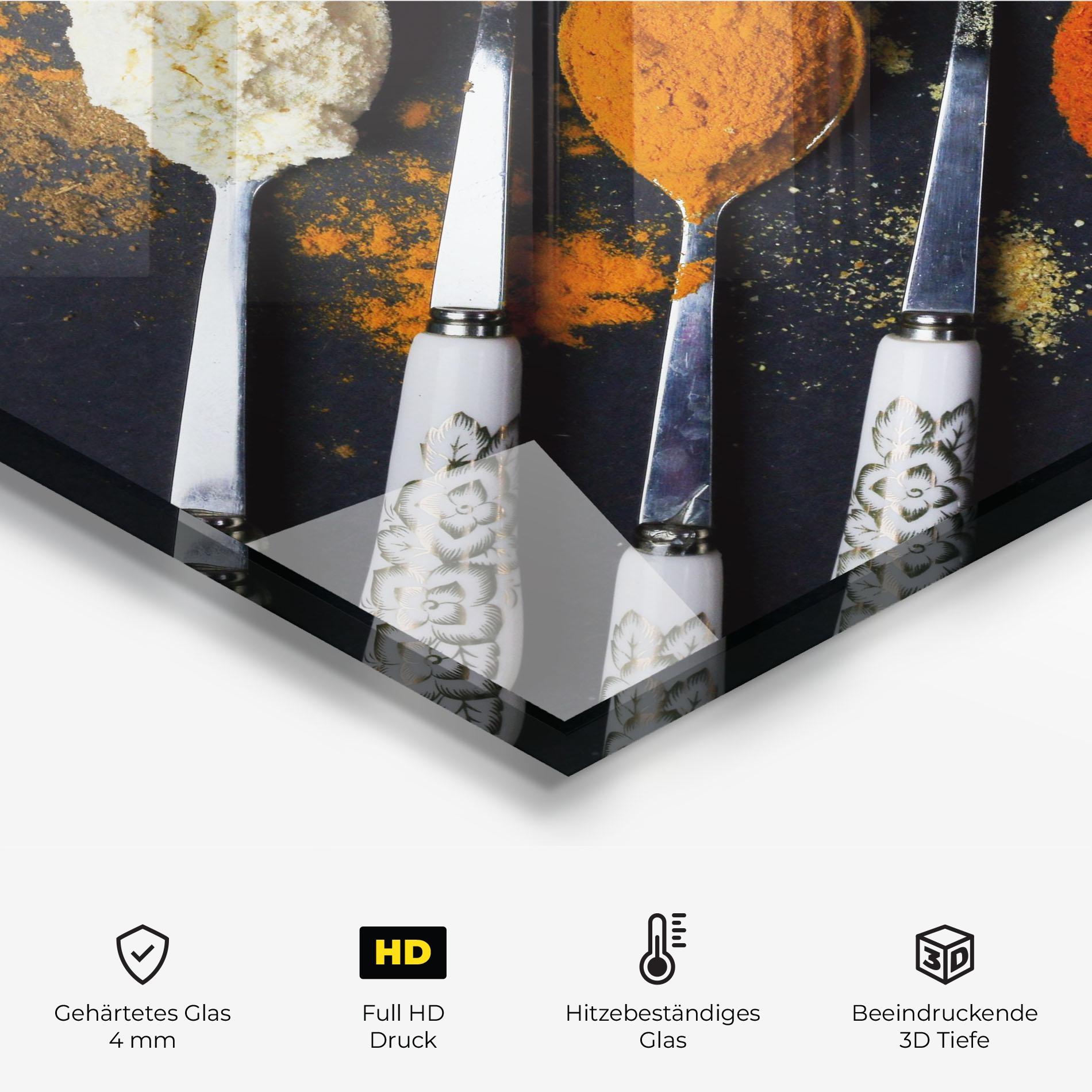 Küchenrückwand Glas Spoons With Spices mockup 2