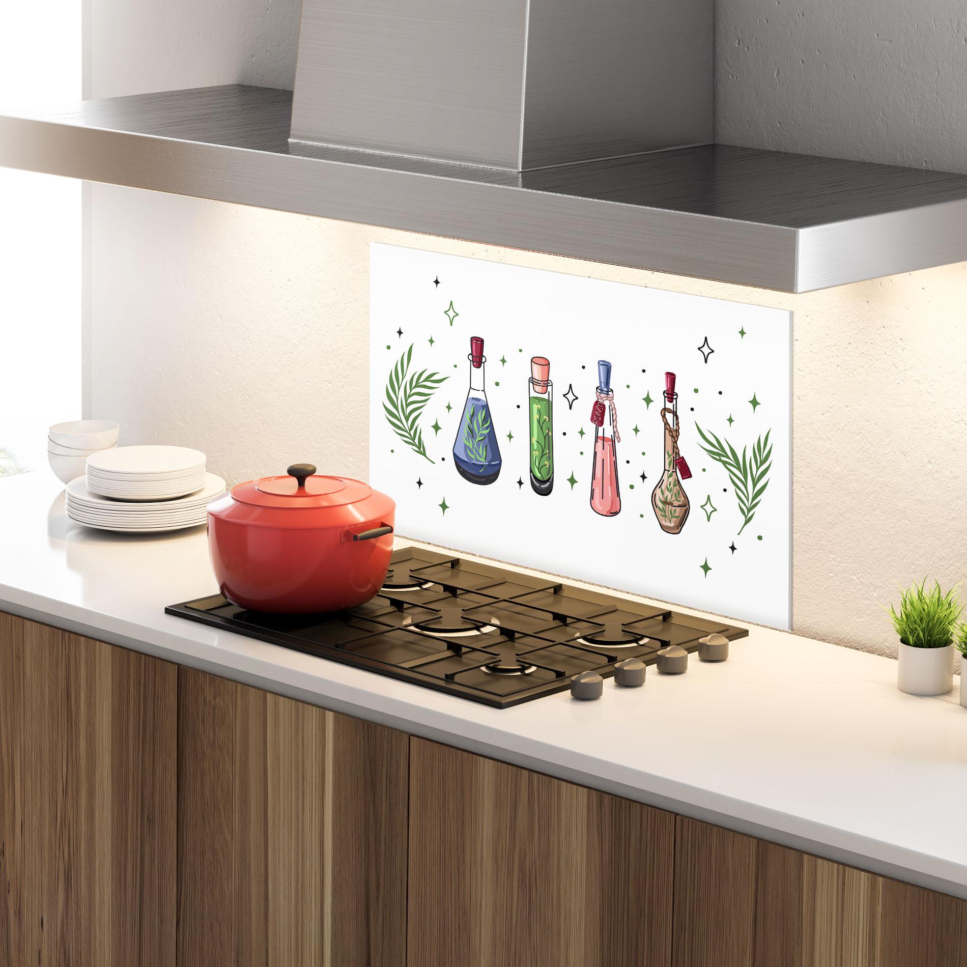 Küchenrückwand Glas Herbs Liquid mockup 4