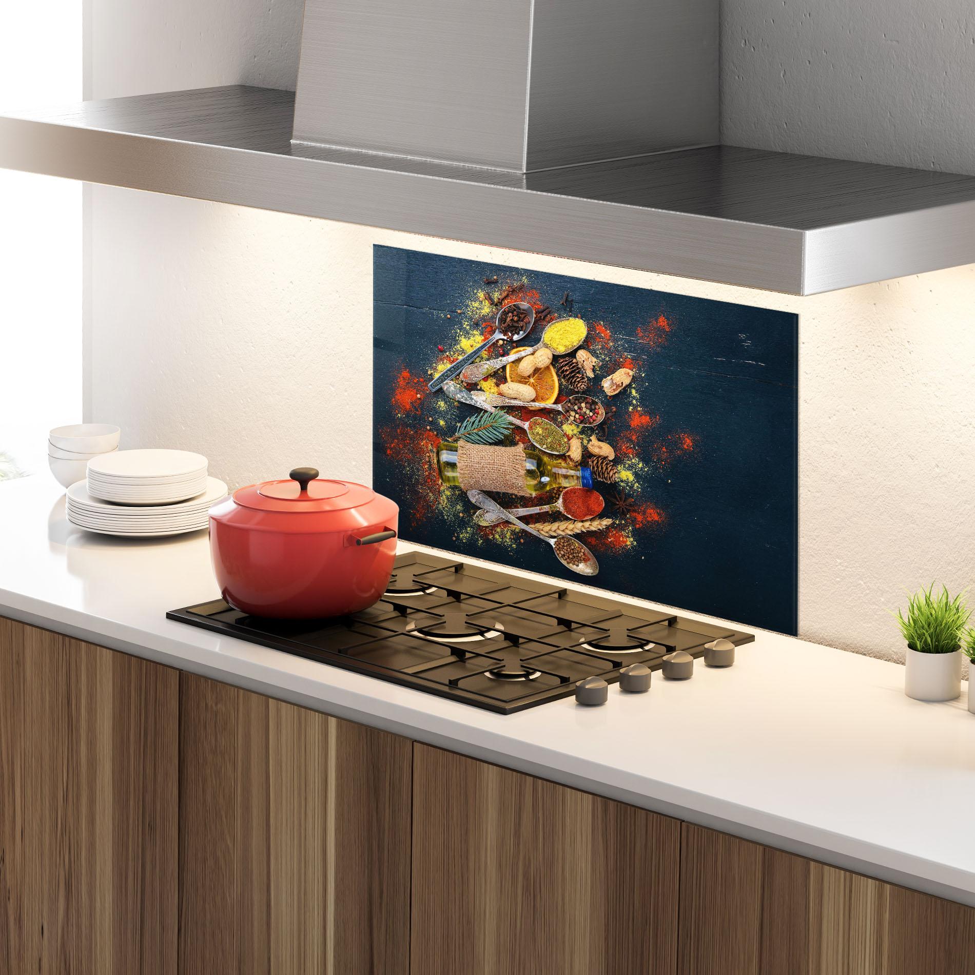 Küchenrückwand Glas Indian Cuisine mockup 4