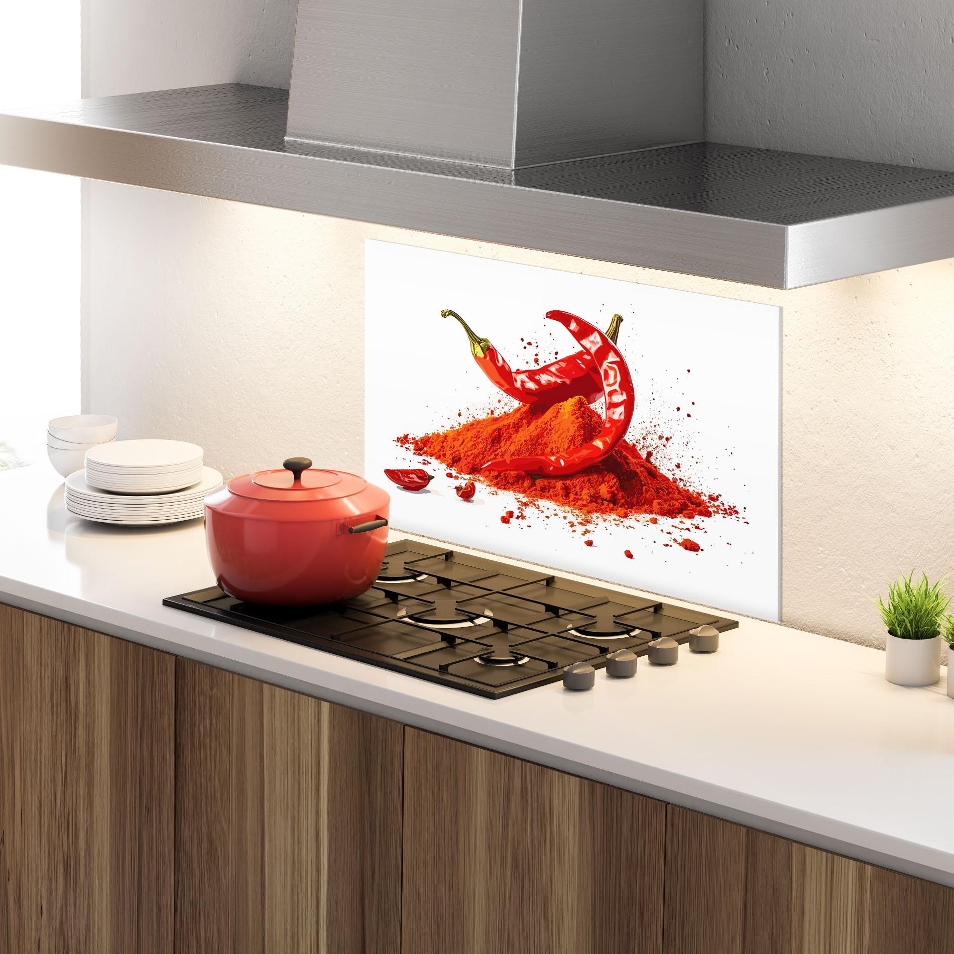 Küchenrückwand Glas Papper Art mockup 4