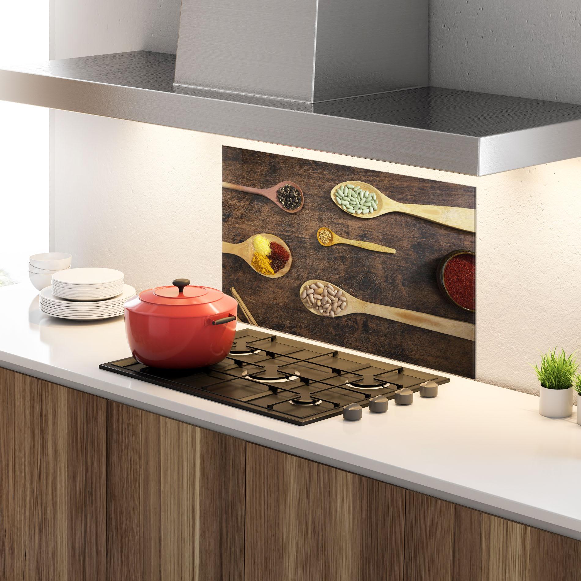 Küchenrückwand Glas Spices Beans mockup 4