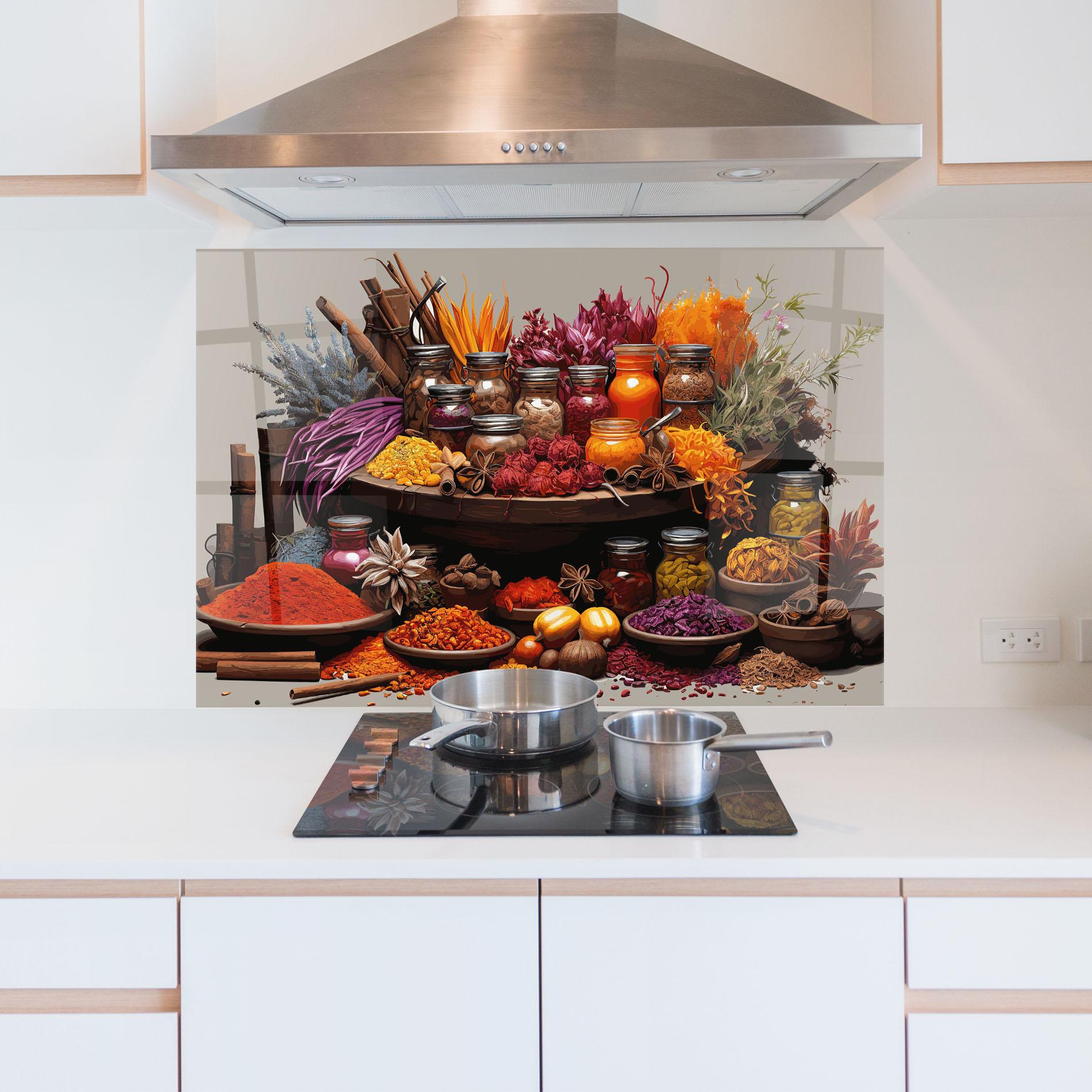 Küchenrückwand Glas Autumn Seasoning mockup 5
