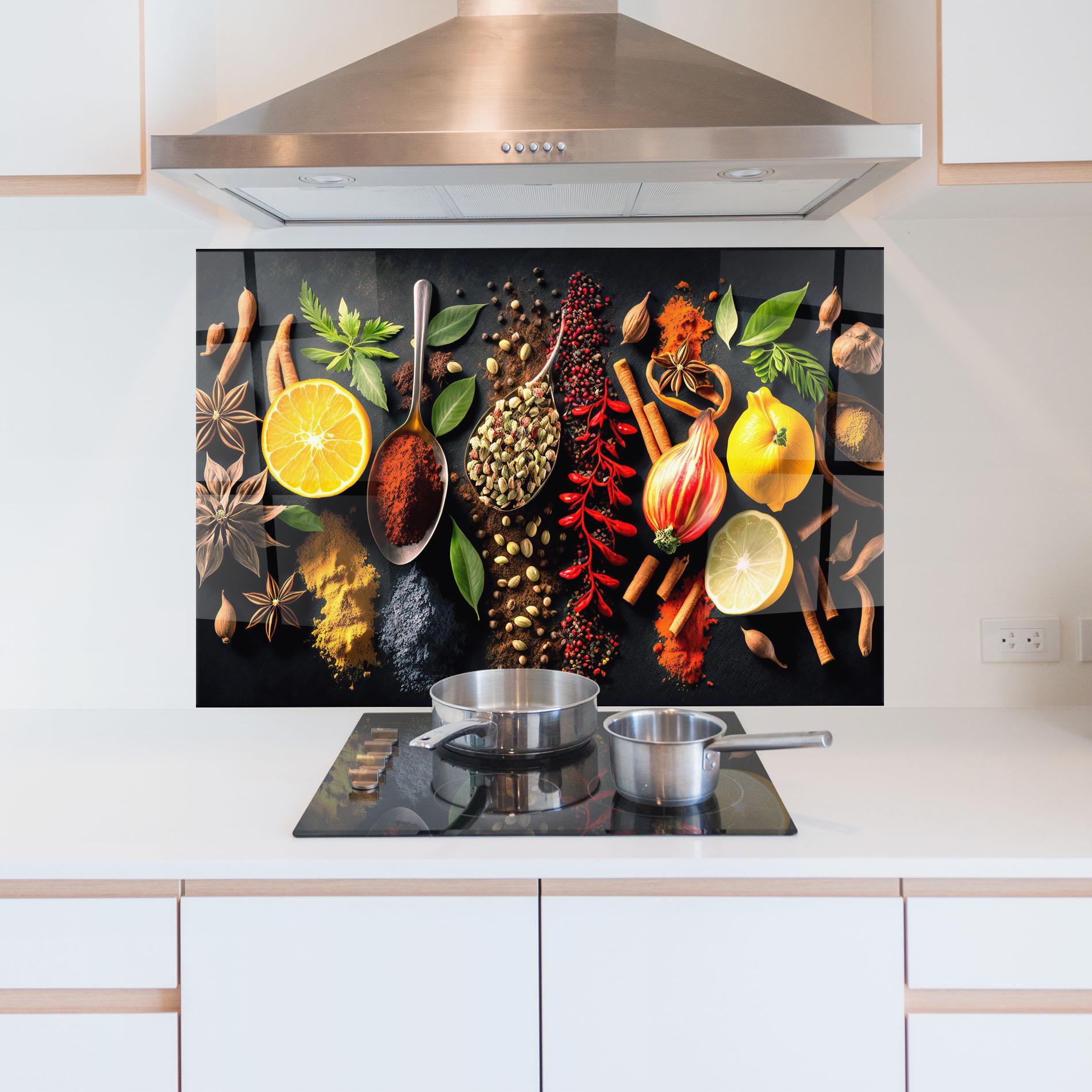 Küchenrückwand Glas Closeup Pices mockup 5