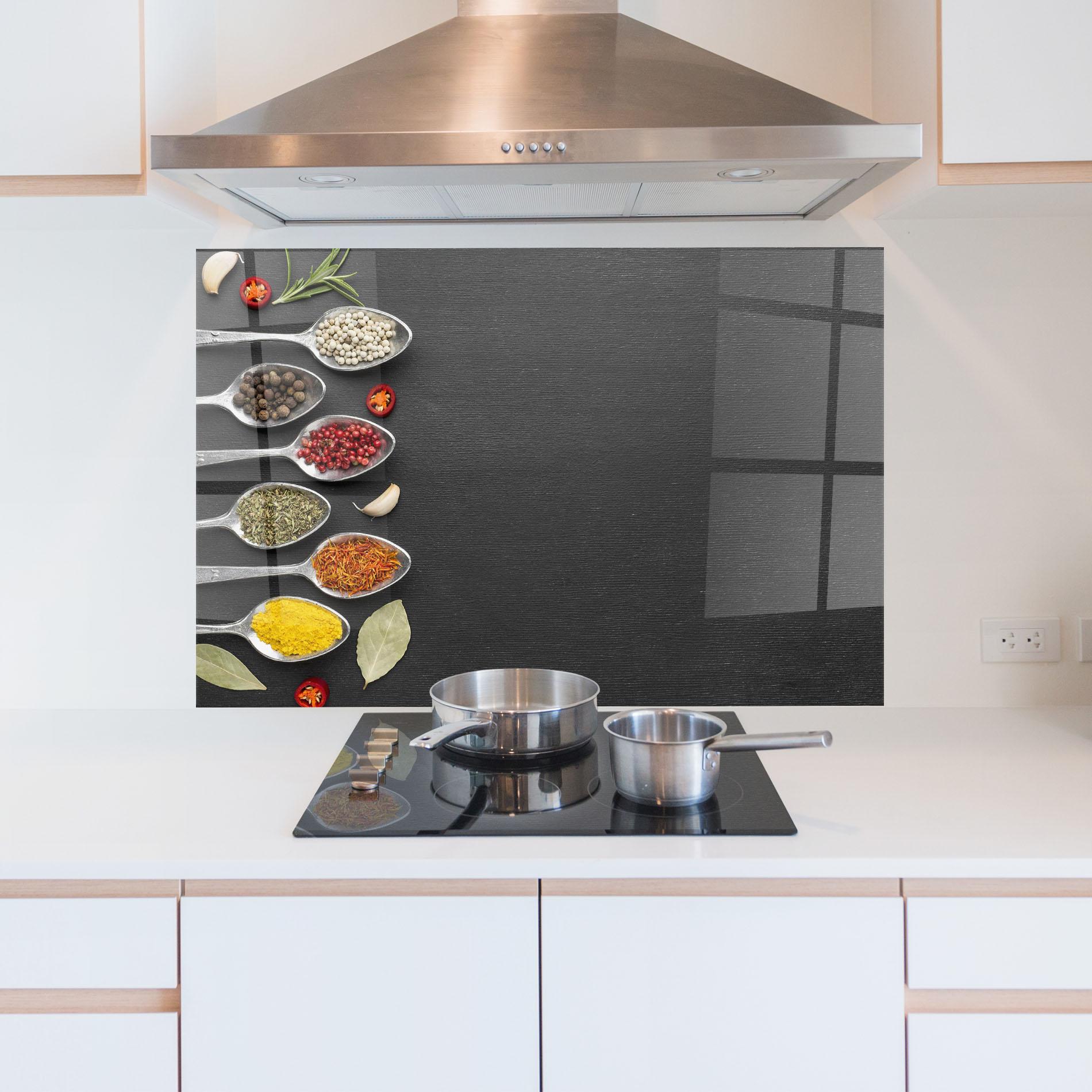 Küchenrückwand Glas Condiments Spoons mockup 5