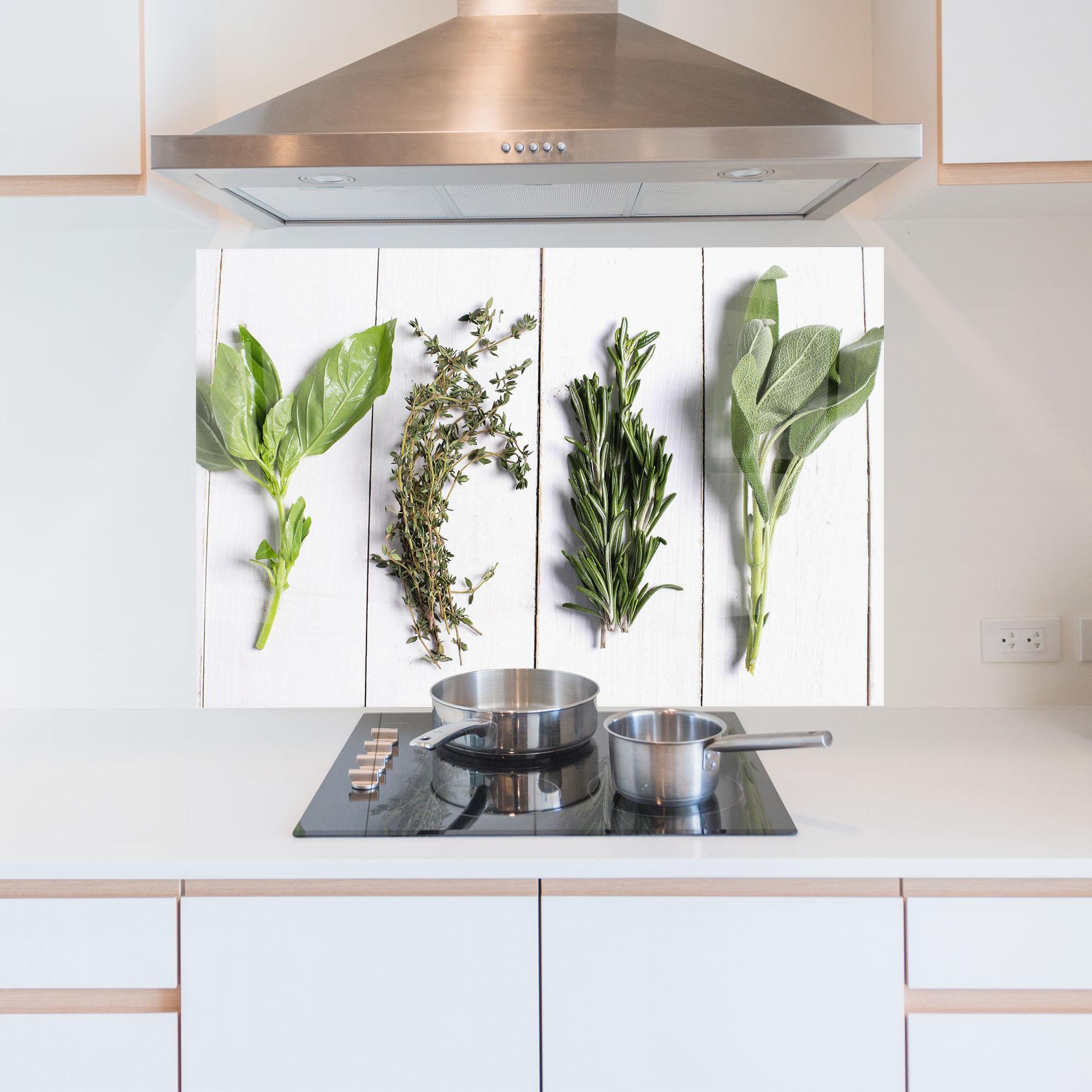 Küchenrückwand Glas Different Herbs mockup 5