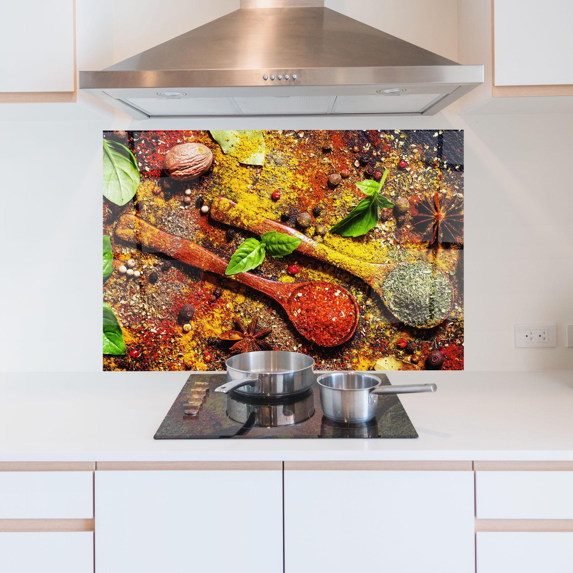 Küchenrückwand Glas Dried Herbs mockup 5