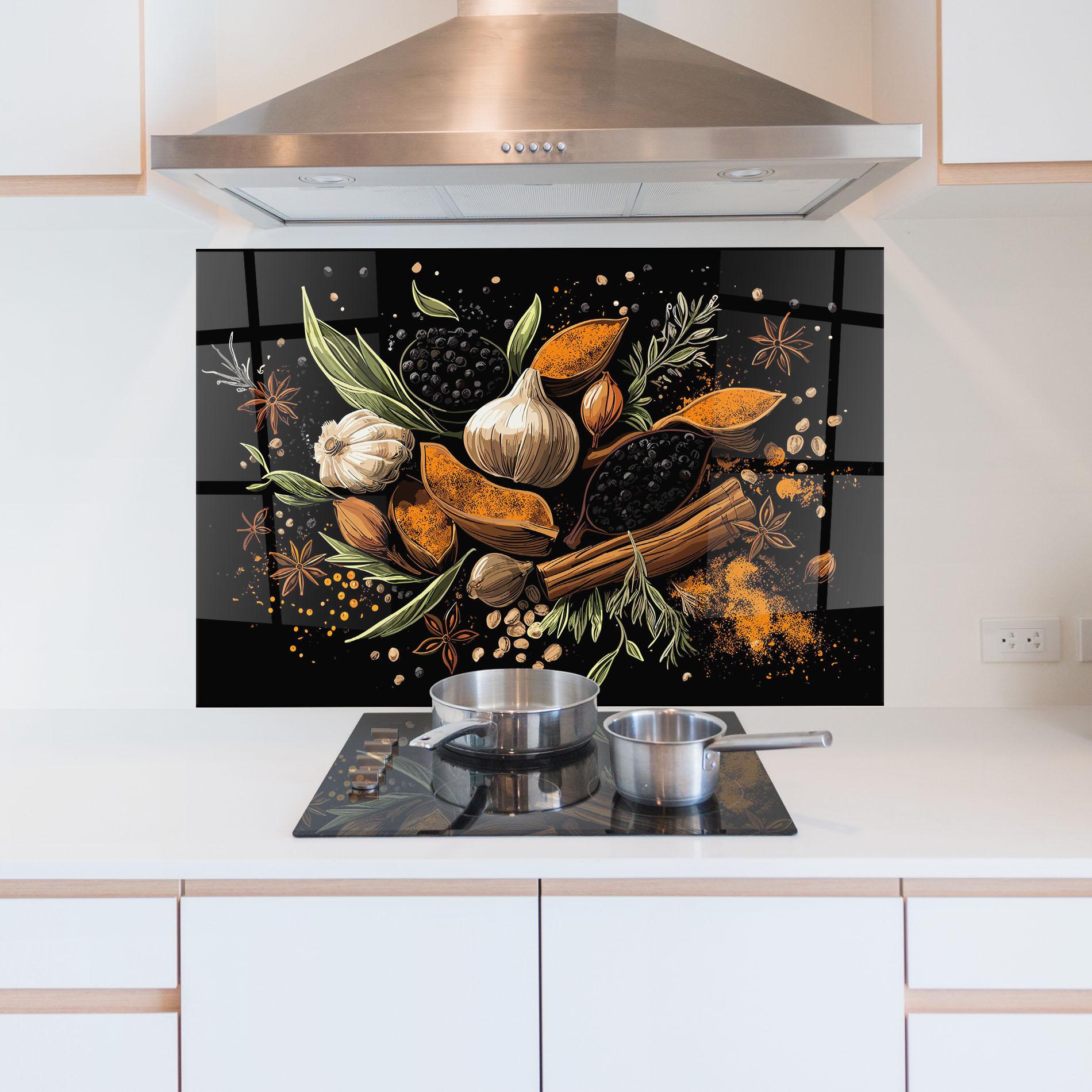 Küchenrückwand Glas Garlic And Spices mockup 5