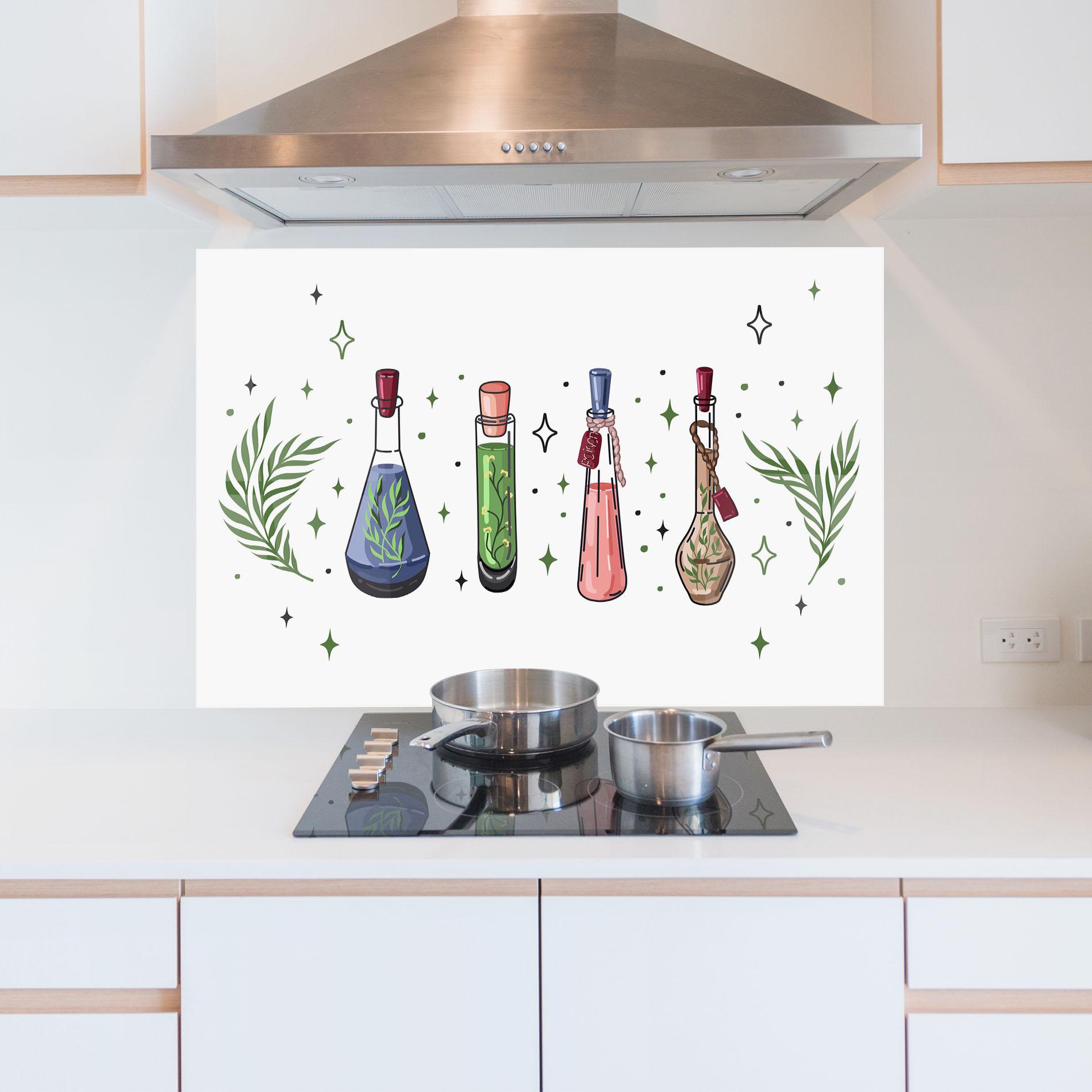 Küchenrückwand Glas Herbs Liquid mockup 5
