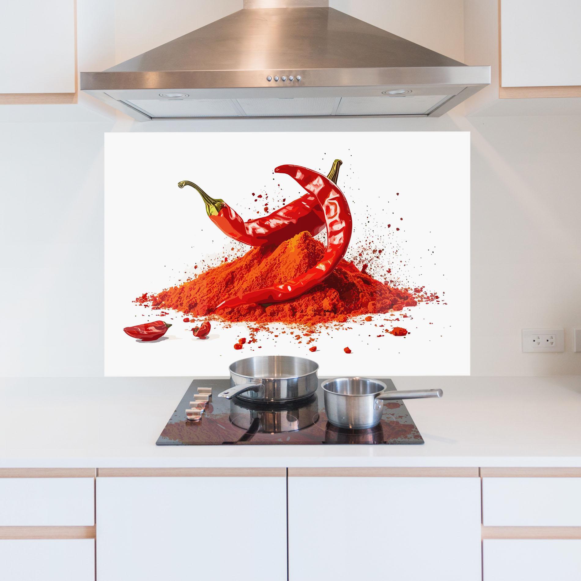 Küchenrückwand Glas Papper Art mockup 5