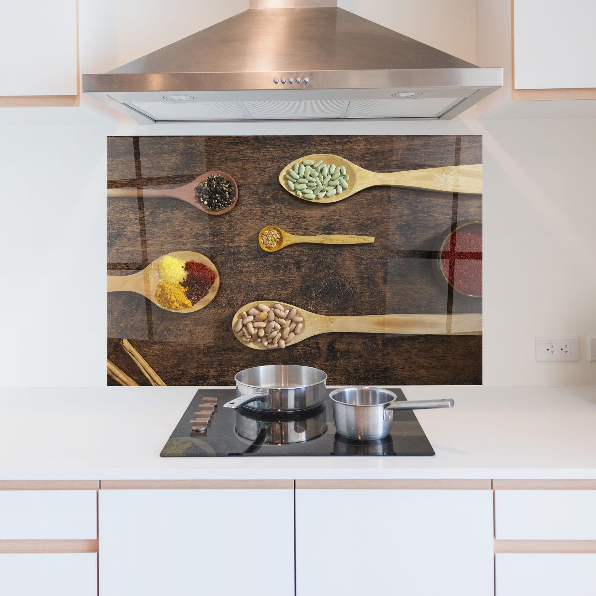 Küchenrückwand Glas Spices Beans mockup 5