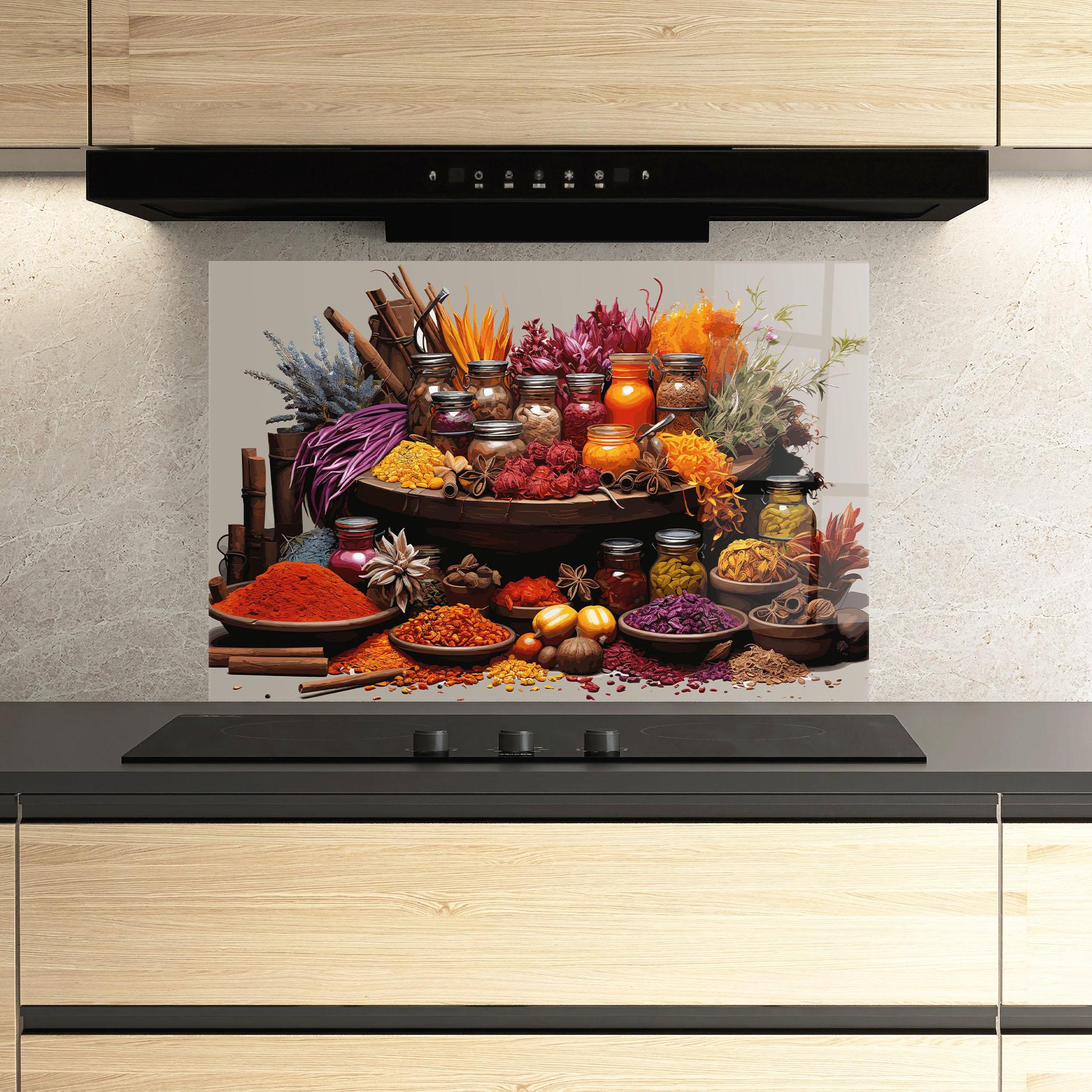 Küchenrückwand Glas Autumn Seasoning mockup 3