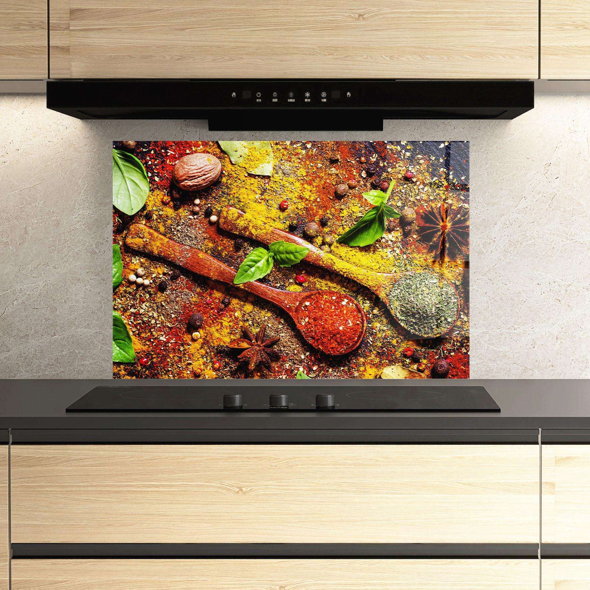 Küchenrückwand Glas Dried Herbs mockup 3